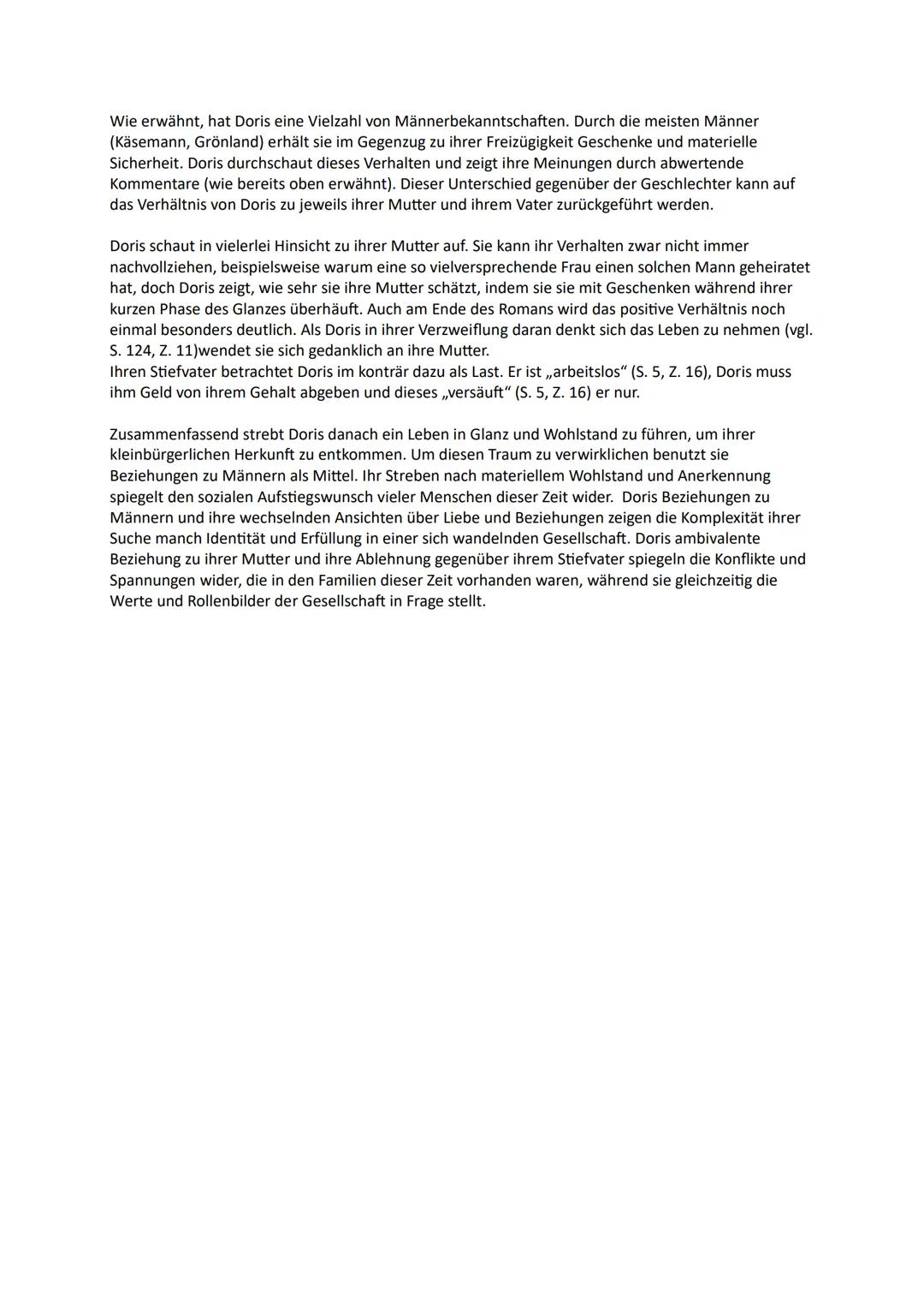 # Charakterisierung von Doris von Charlotte und Carolin
Der Charakter Doris aus dem Roman "Das kunstseidene Mädchen" von Irmgard Keun verkö