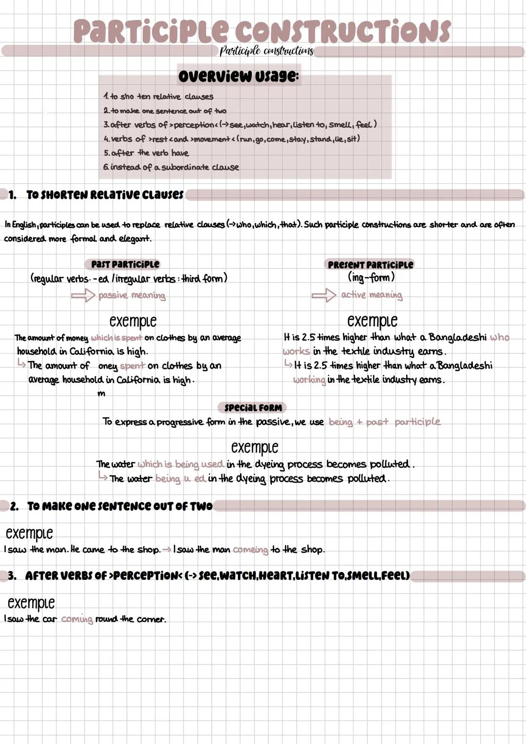 participle constructions