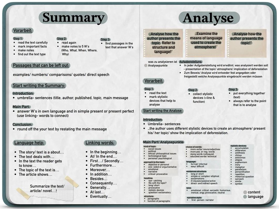 Analyse a text, Abiitur English