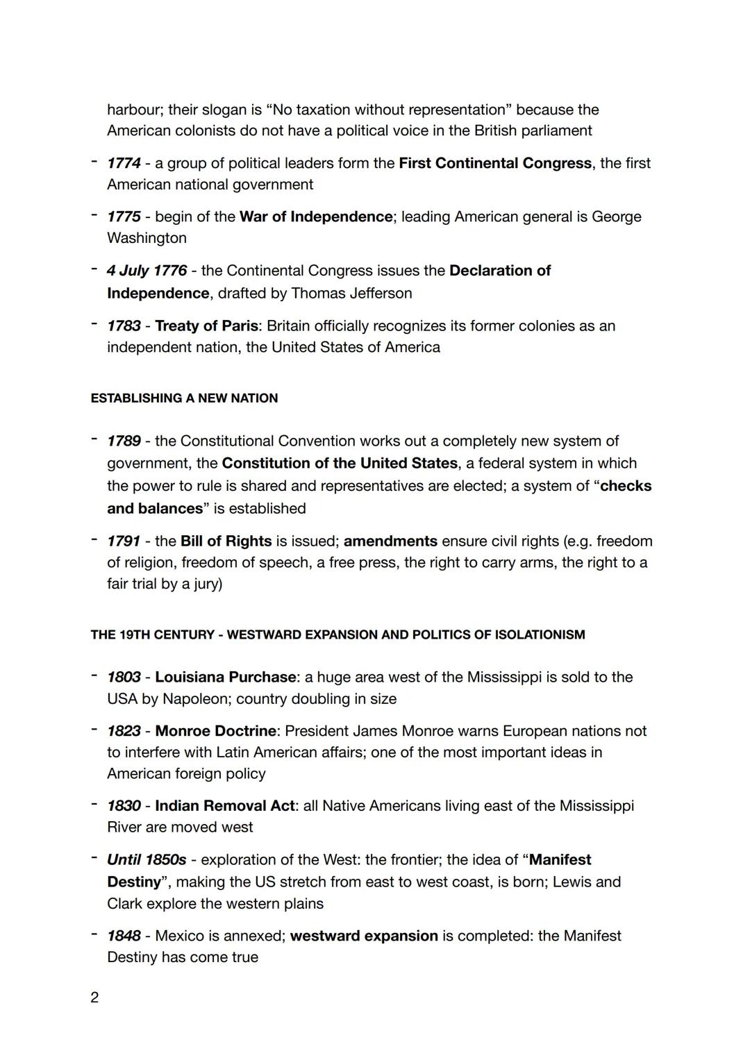 --- OCR Start ---
Tuesday, 7. January 2025
The USA - the formation of a nation
Landmarks in United States History
THE COLONIAL PERIOD
- 1607