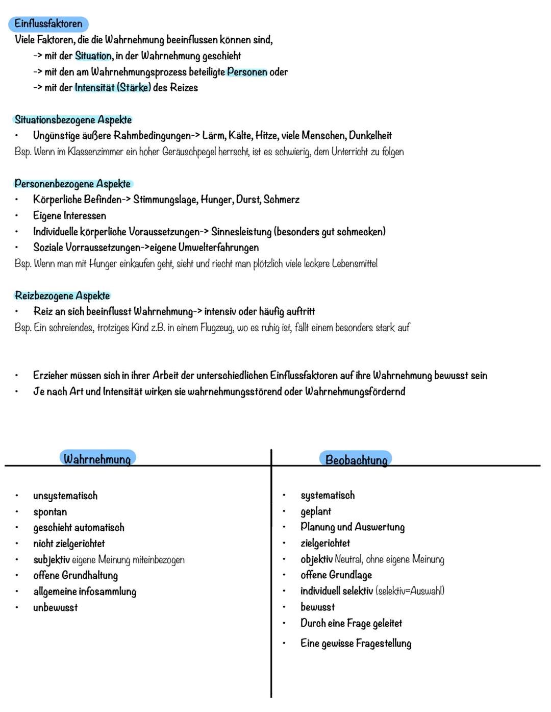# Beobachtung und Wahrnehmung
## Definition Wahrnehmung
Ist eine unbewusste Aufnahme von Infos oder Dingen um einen herum.
## Definition B