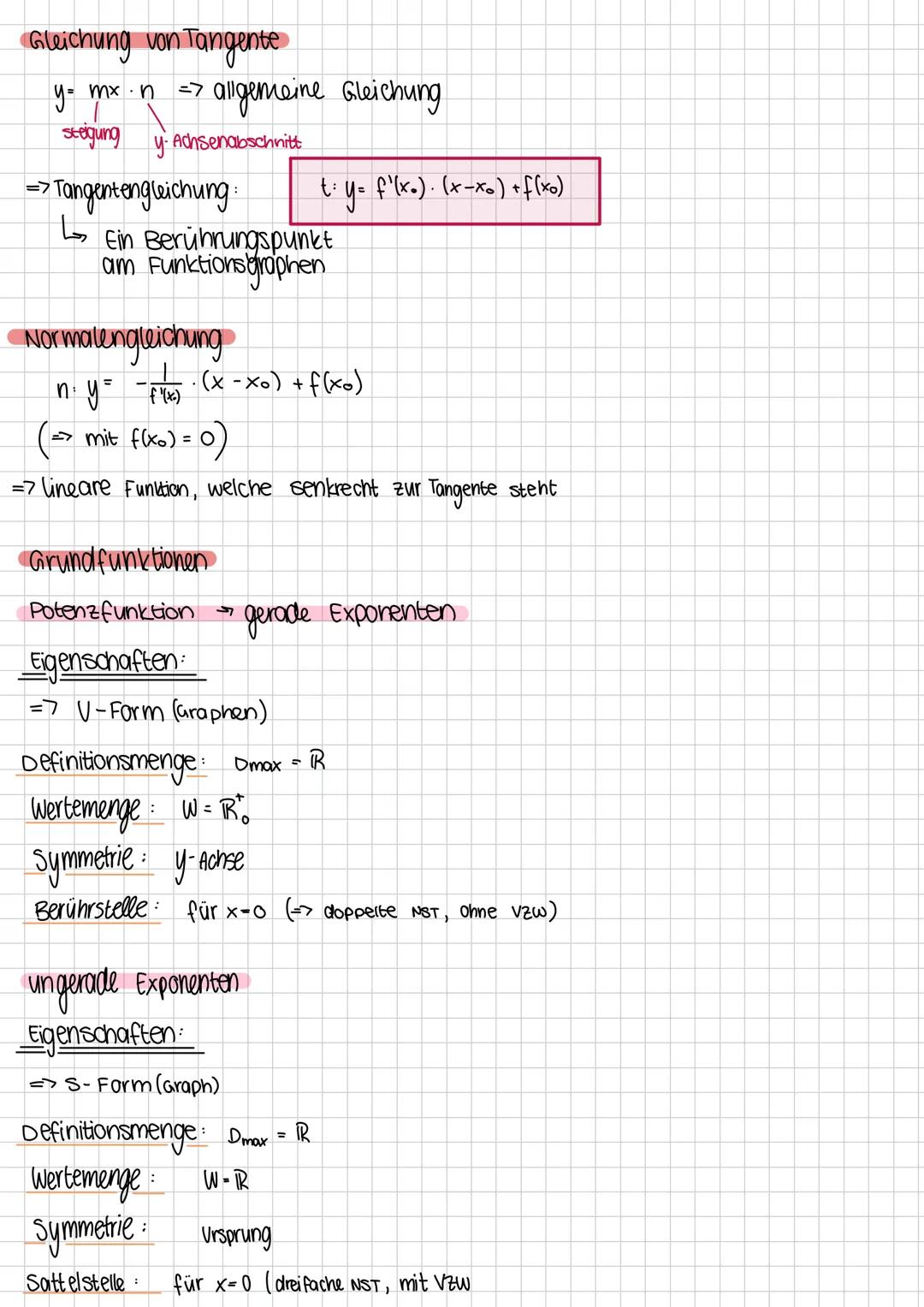--- OCR Start ---
Analysis
Symmetrie => Funktionsgraphen
symmetrisch zur y-Achse, wenn
f(-x)=f(x) für alle $x \in D$
symmetrisch zum Ursprun
