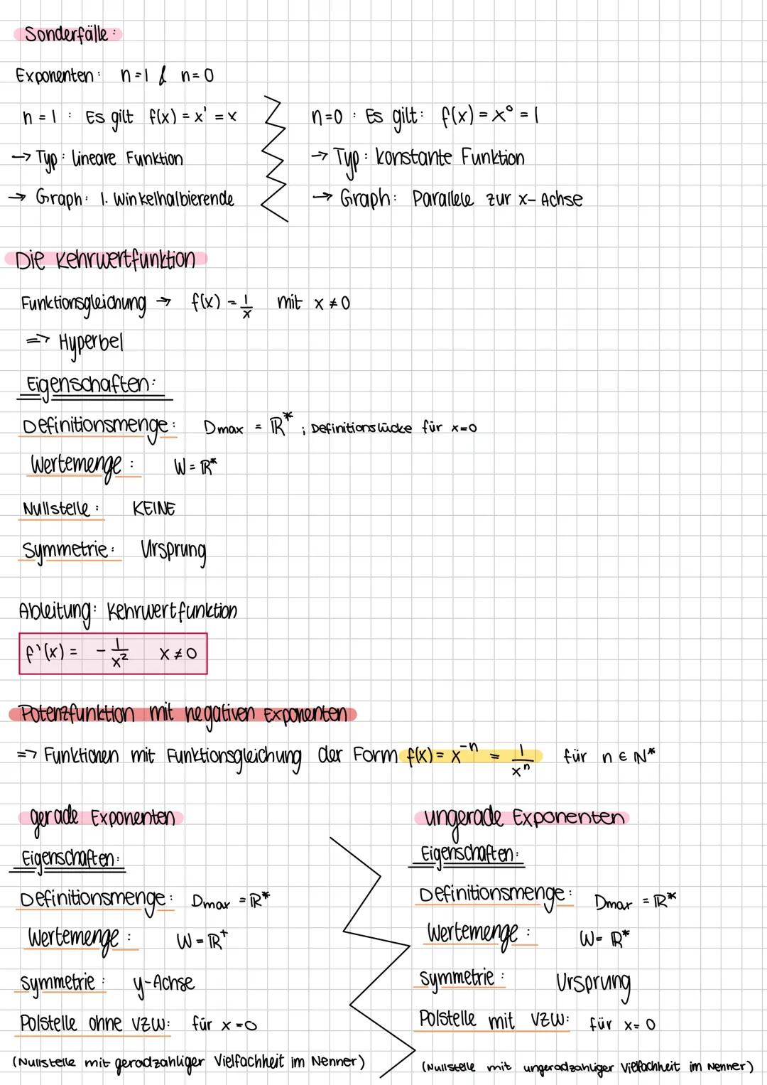 --- OCR Start ---
Analysis
Symmetrie => Funktionsgraphen
symmetrisch zur y-Achse, wenn
f(-x)=f(x) für alle $x \in D$
symmetrisch zum Ursprun