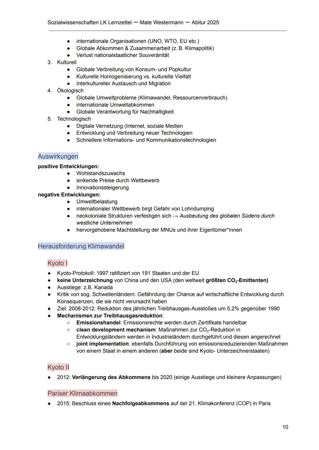 --- OCR Start ---
Sozialwissenschaften LK Lernzettel - Mate Westermann Abitur 2025
Globale Strukturen und Prozesse
Ziele und Aufgaben intern