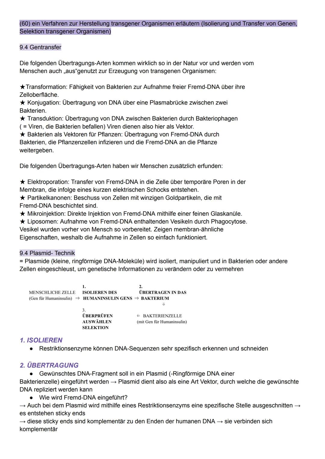 # Angewante Genetik
(58) Werkzeuge und Verfahren der Molekularbiologie erläutern (Restriktionsenzyme, Plasmide, PCR,
Gelelektrophorese)
9.