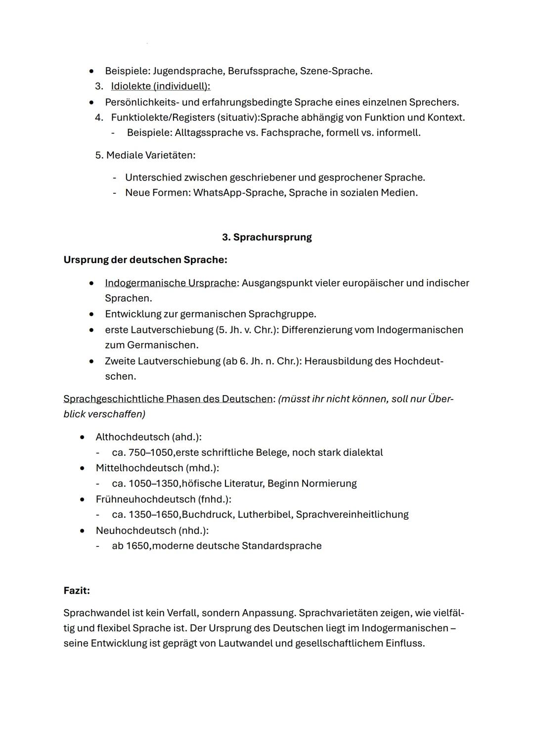 # Vertiefung: Sprachwandel, Sprachvarietäten, Sprachursprung
## 1. Sprachwandel
Definition:
Sprachwandel bezeichnet die Veränderung von S