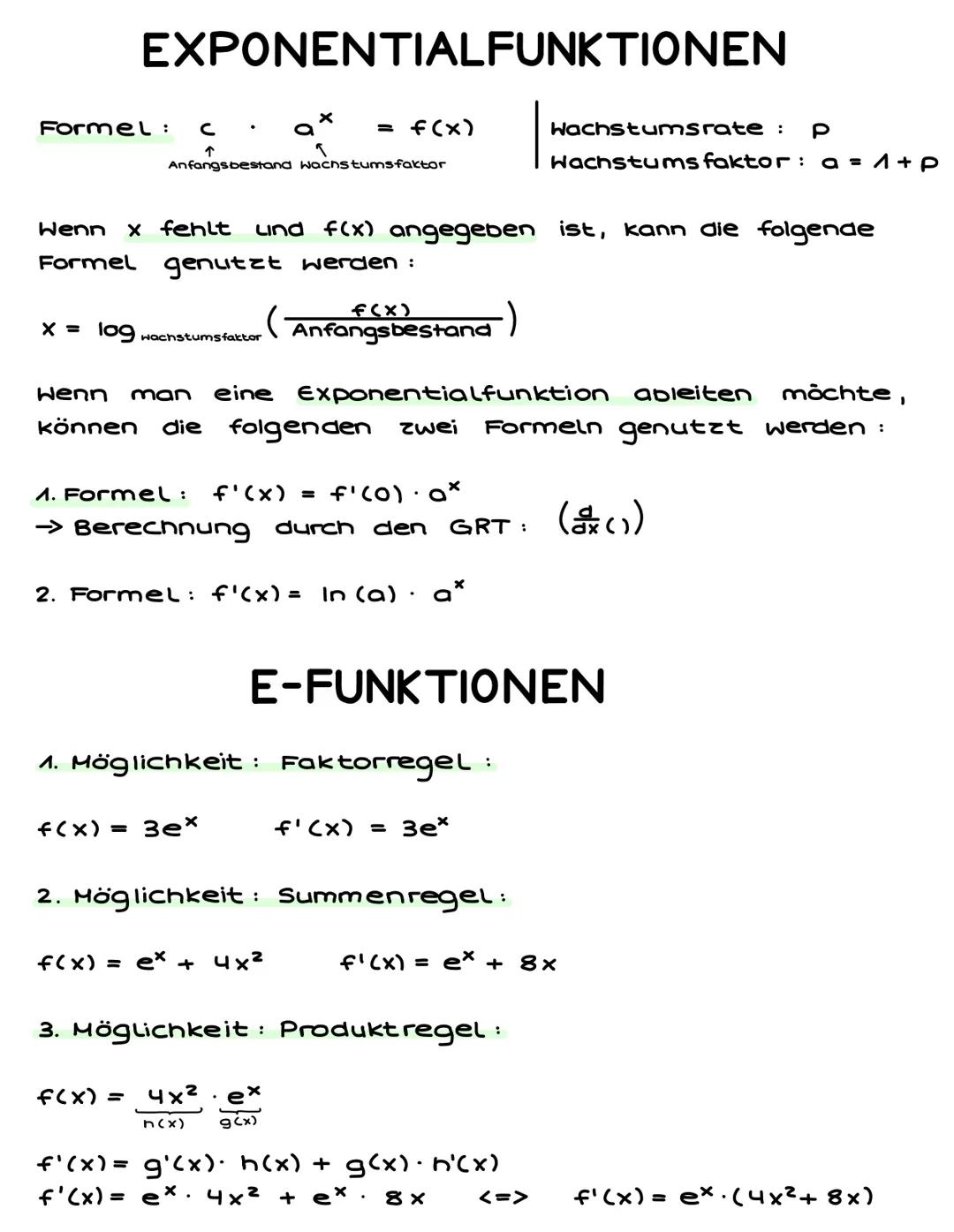 # ABLEITUNGEN
f(x): Normalfunktion
f'(x): 1. Ableitung (Steigung)
f"(x): 2. Ableitung (Krümmungsverhalten)
f(x): 3. Ableitung
F(x): Stammfu