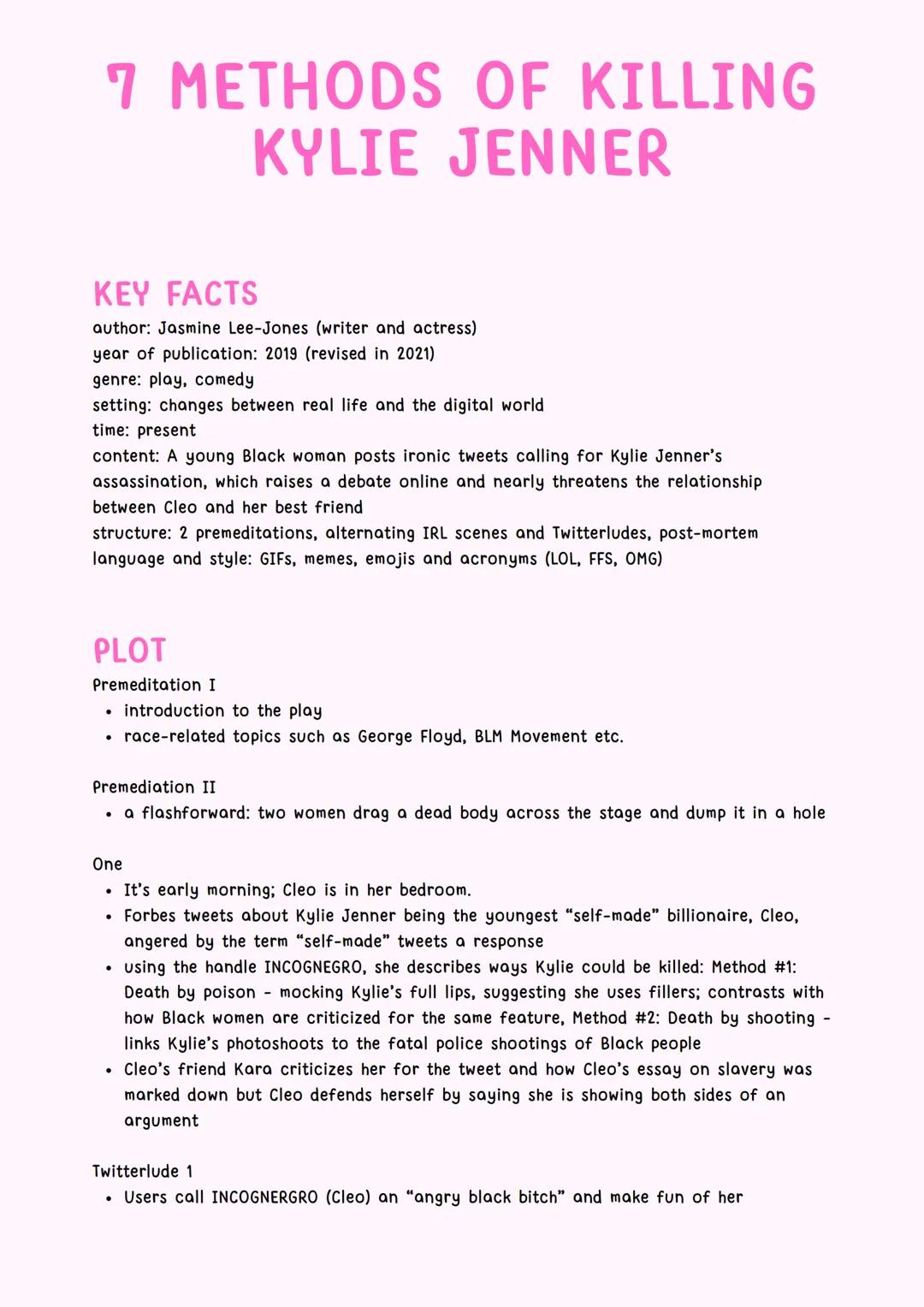 # 7 METHODS OF KILLING
# KYLIE JENNER
KEY FACTS
author: Jasmine Lee-Jones (writer and actress)
year of publication: 2019 (revised in 2021)