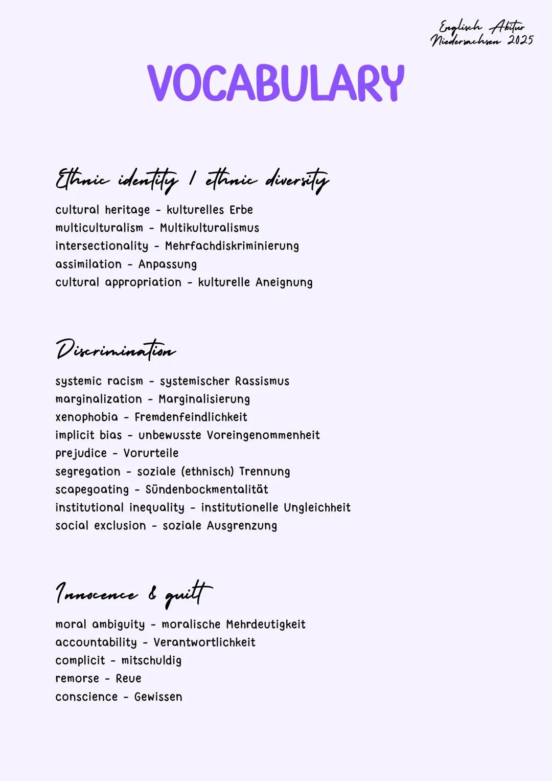 Englisch Abi 2025 | Vocabulary