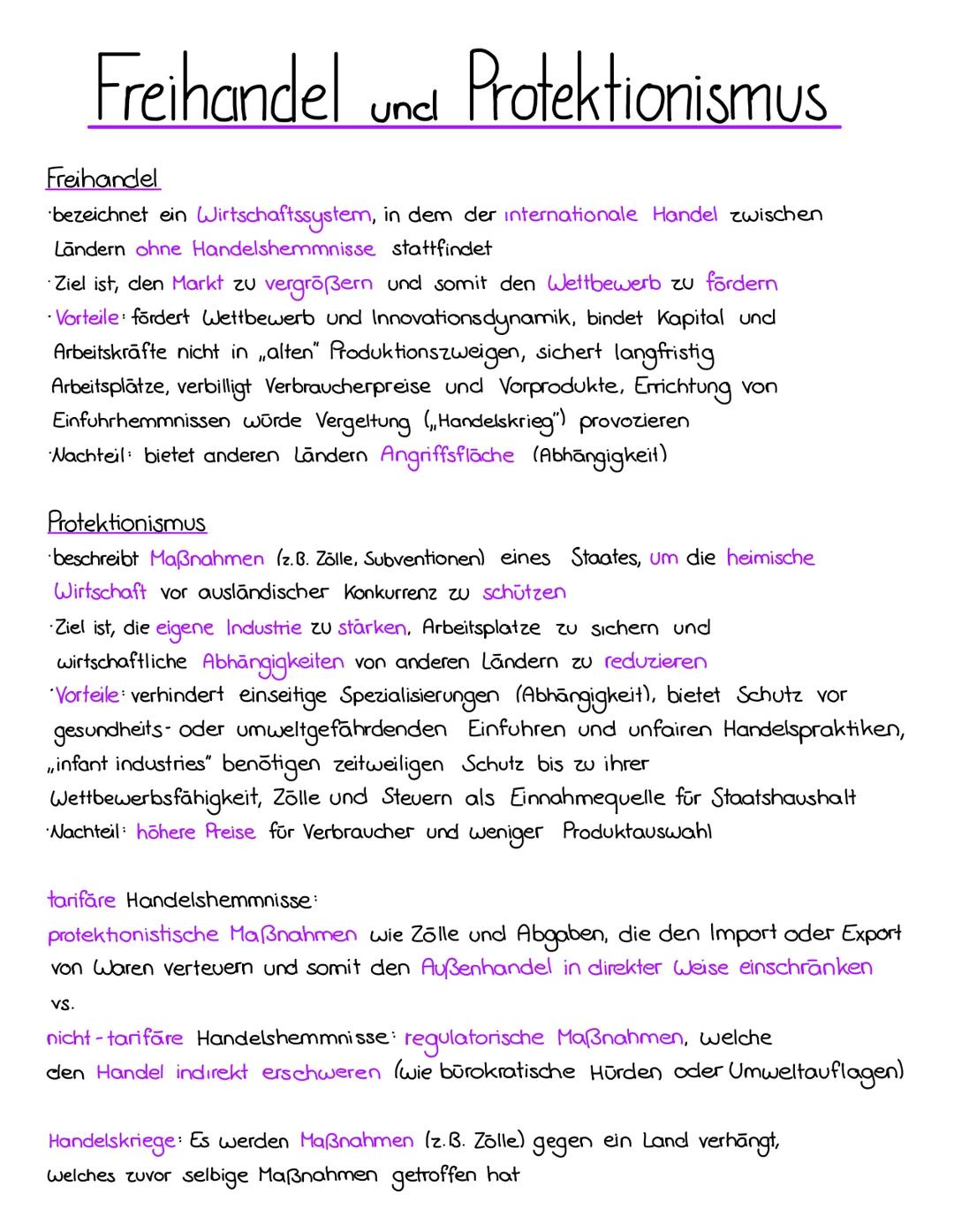 # Freihandel und Protektionismus
Freihandel
bezeichnet ein Wirtschaftssystem, in dem der internationale Handel zwischen
Ländern ohne Hande