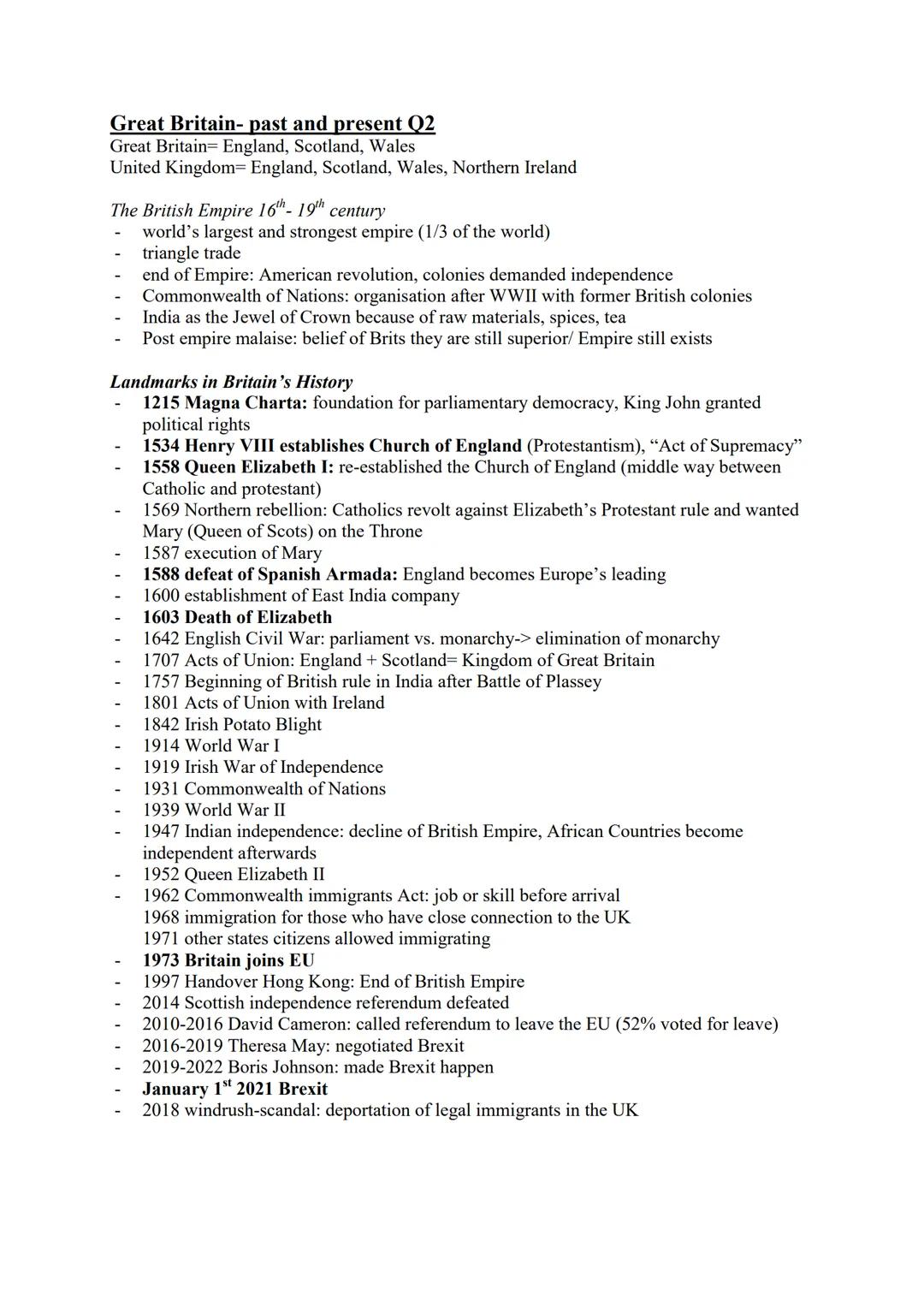 # Englisch Abitur Lernzettel
The formation of a nation Q1
Landmarks of American History
- 1492 Columbus discovers America
- 1607 first inde