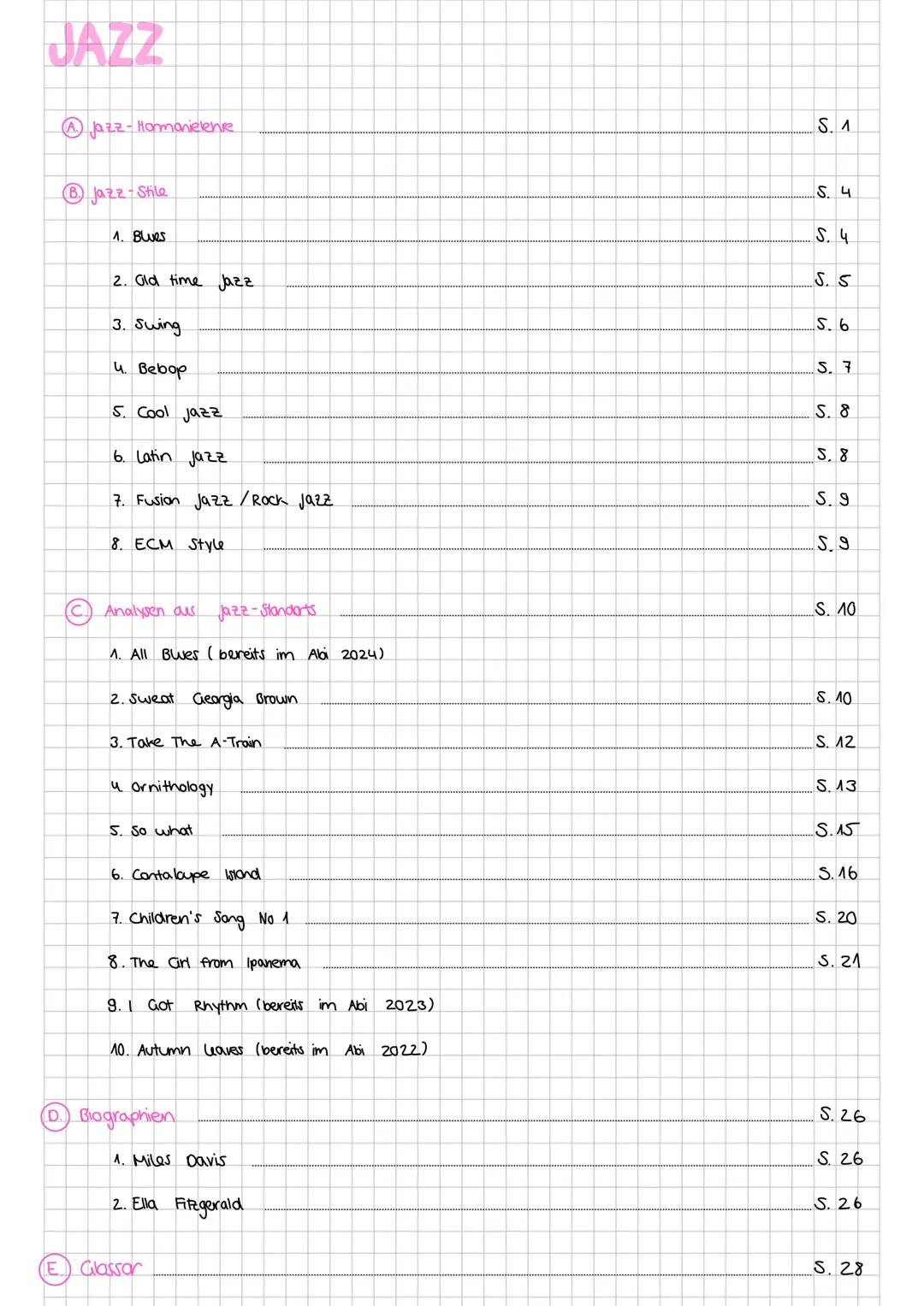 JAZZ
A
jazz-Homonielenie
B
jazz-Stile
1. Blues
2. Old time Jazz
3. Swing
4. Bebop
5. Cool Jazz
6. Latin Jazz
7. Fusion Jazz/Rock Jazz
8. ECM