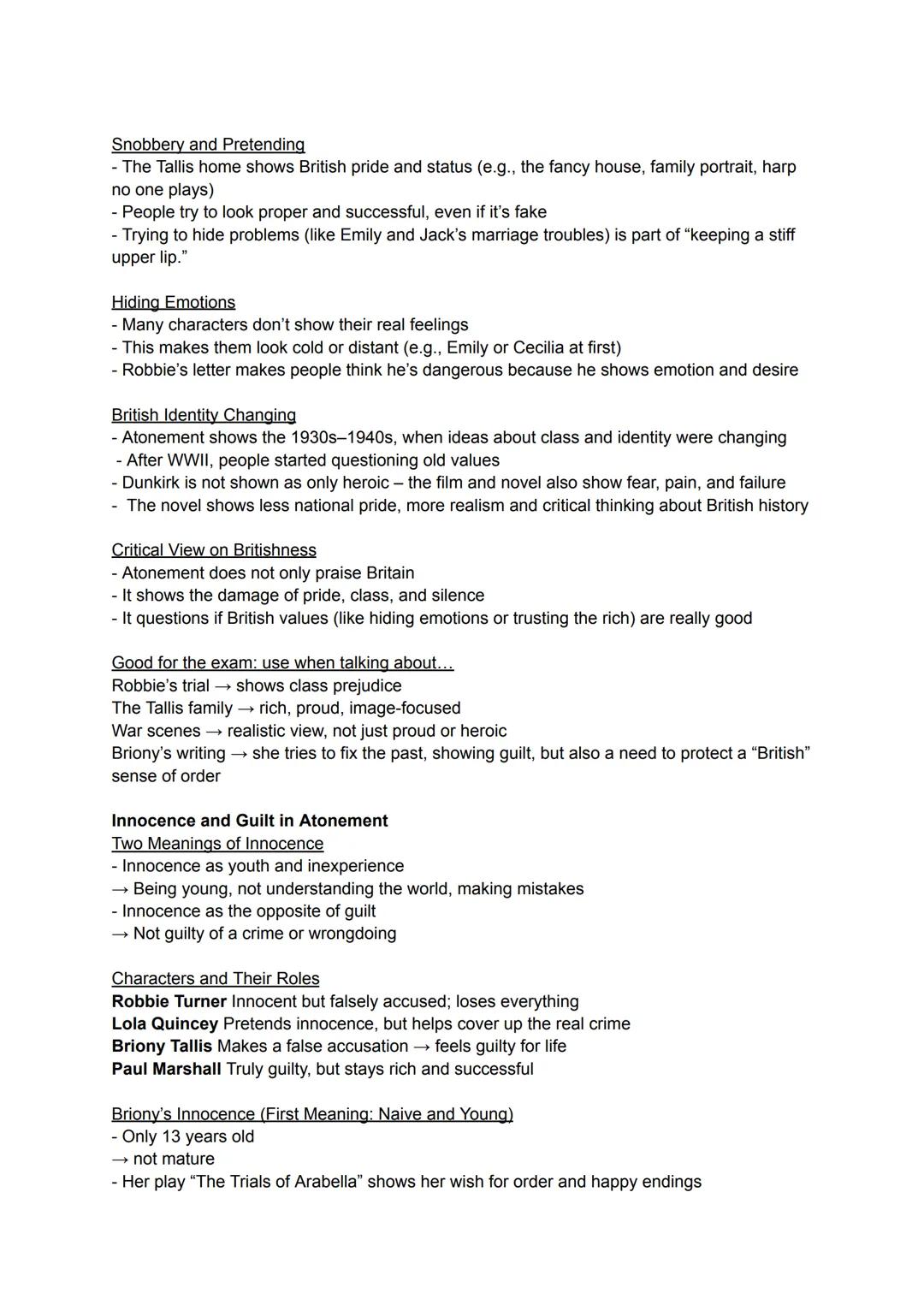 ENGLISCH LERNZETTEL - ABITUR
ATONEMENT
Key Facts
author lan McEwan; a British novelist
year of publication 2001
genre historical fiction
str