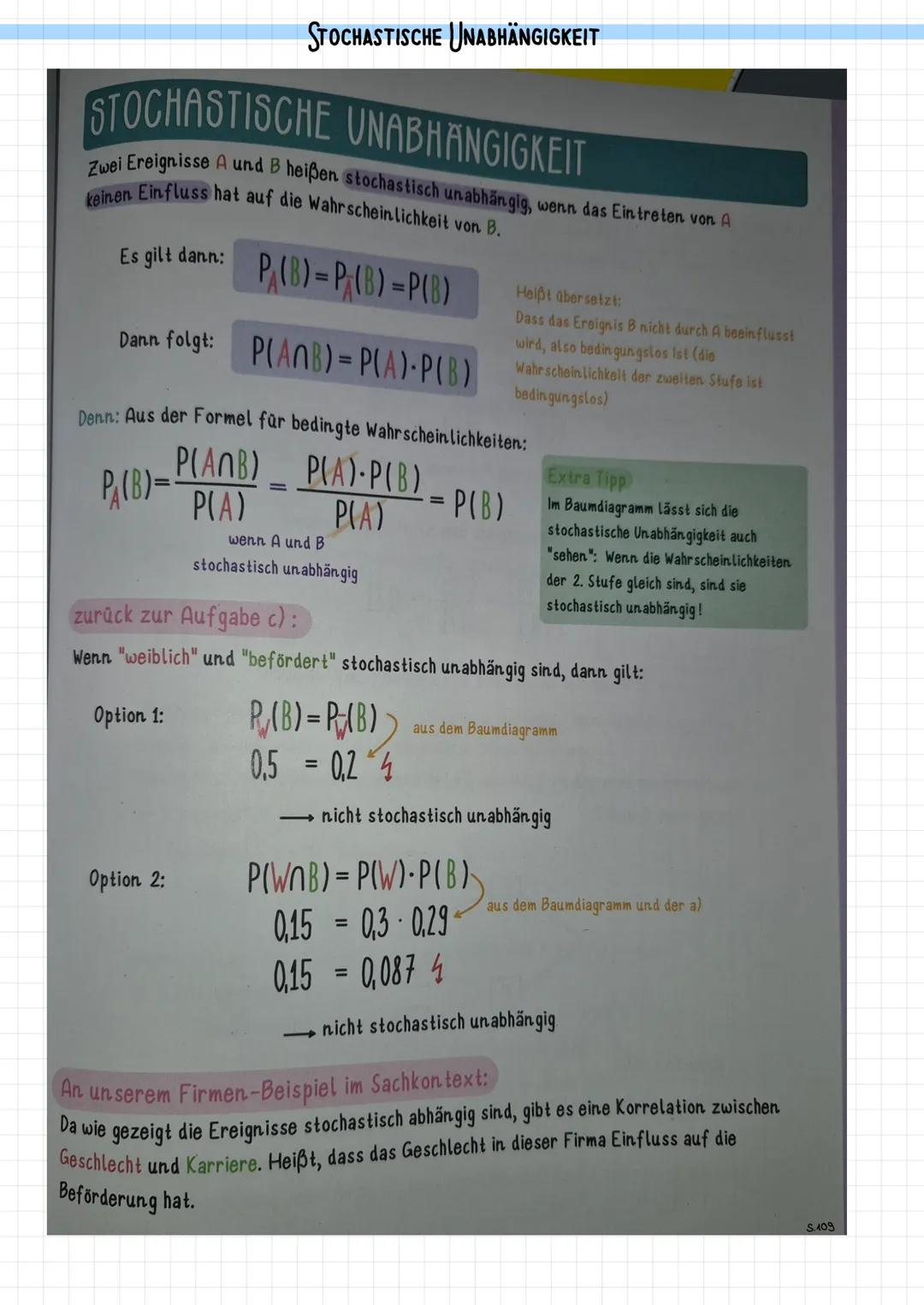 Stochastik BAUMDIAGRAMM & VIER-FELDER-TAFEL
P(A) → Wahrscheinlichkeit, dass A eintritt.
P(B) → Wahrscheinlichkeit, dass B eintritt.
P(A
