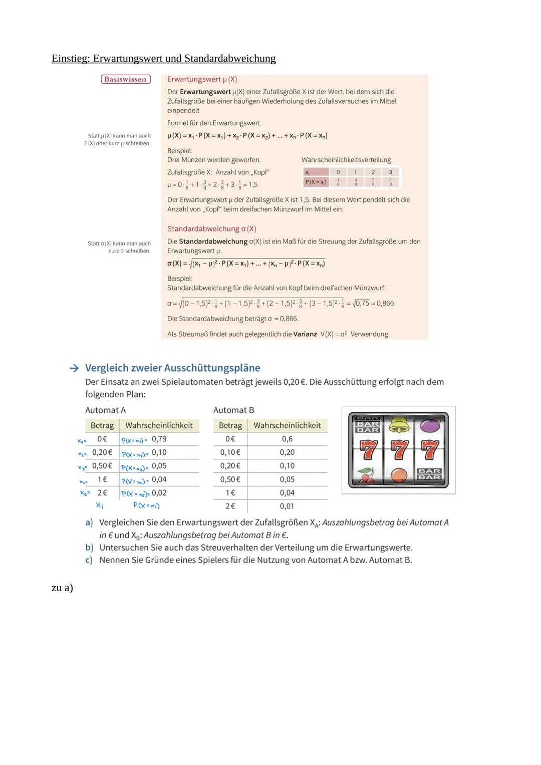 Stochastik BAUMDIAGRAMM & VIER-FELDER-TAFEL
P(A) → Wahrscheinlichkeit, dass A eintritt.
P(B) → Wahrscheinlichkeit, dass B eintritt.
P(A