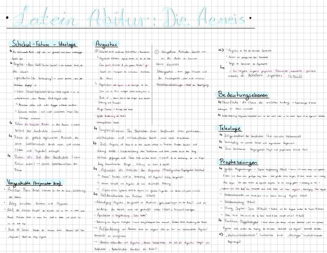 Lernzettel Aeneis - Latein Abi Vorbereitung