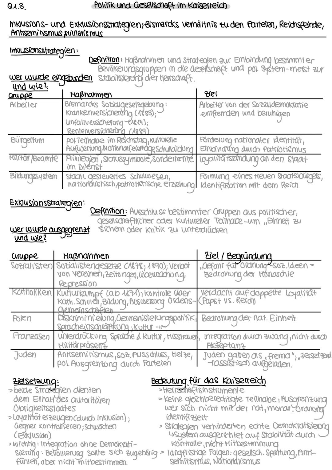 Q1.3. Herrschaft und gesellschaft im europäischen vergleich- ein liberaler National-
Staat für alle Bürger?
Das Kaiserreich zwischen Traditi