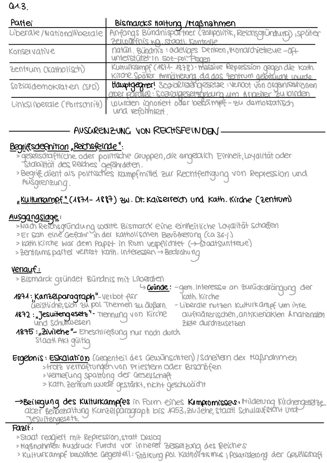 Q1.3. Herrschaft und gesellschaft im europäischen vergleich- ein liberaler National-
Staat für alle Bürger?
Das Kaiserreich zwischen Traditi