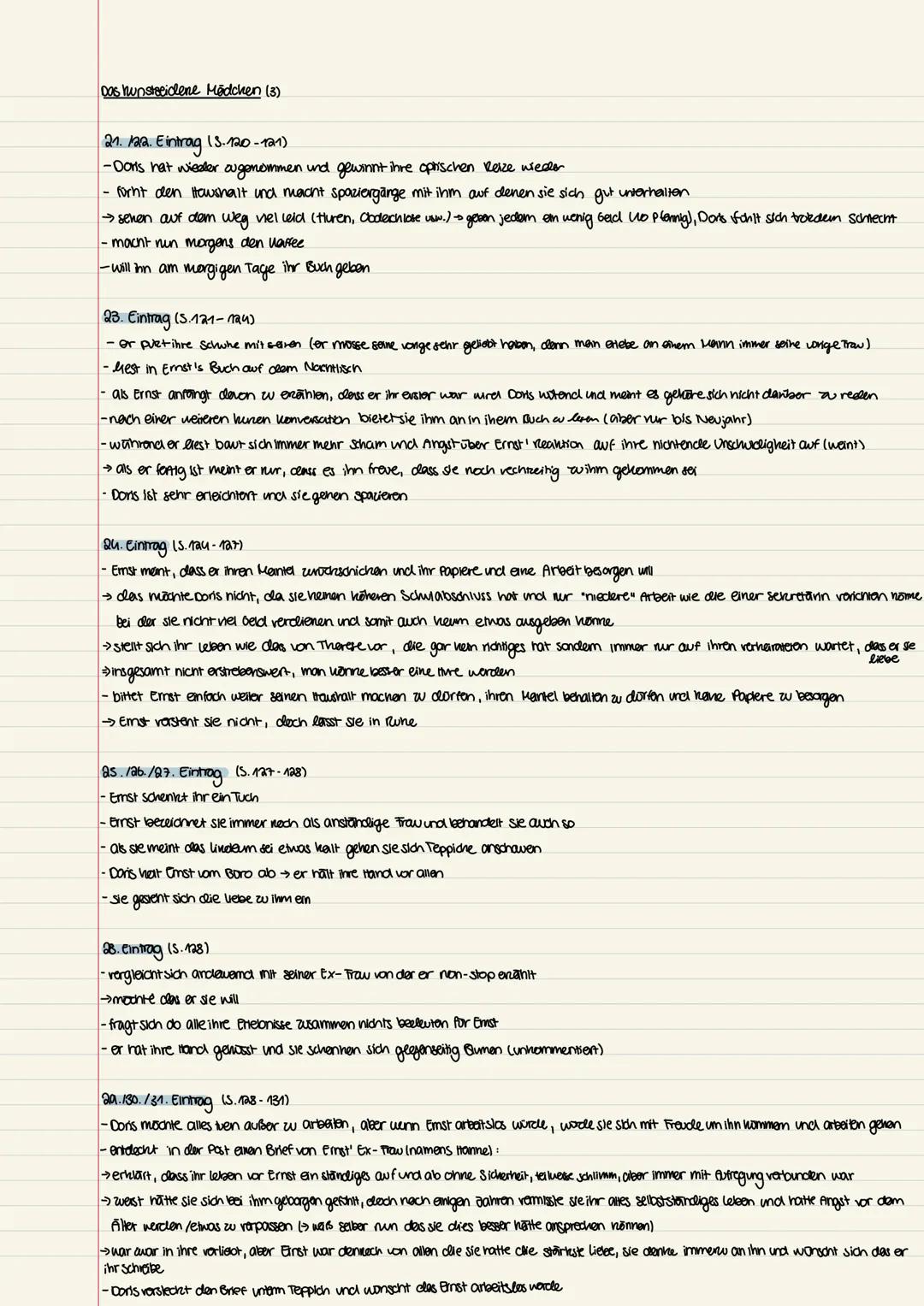 1931
Das tausendene Mädchen (1)
Erster Teil (Ende des Sommers und die mittlere Stadt)
1. Eintrag (in ihrer Wohnung)
- Doris denkt über die l