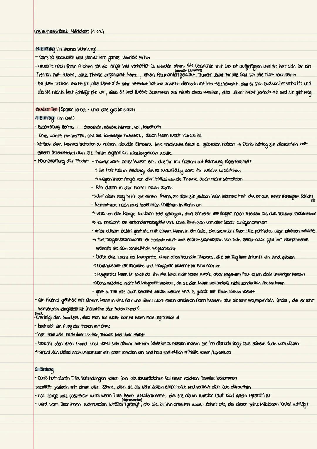 1931
Das tausendene Mädchen (1)
Erster Teil (Ende des Sommers und die mittlere Stadt)
1. Eintrag (in ihrer Wohnung)
- Doris denkt über die l