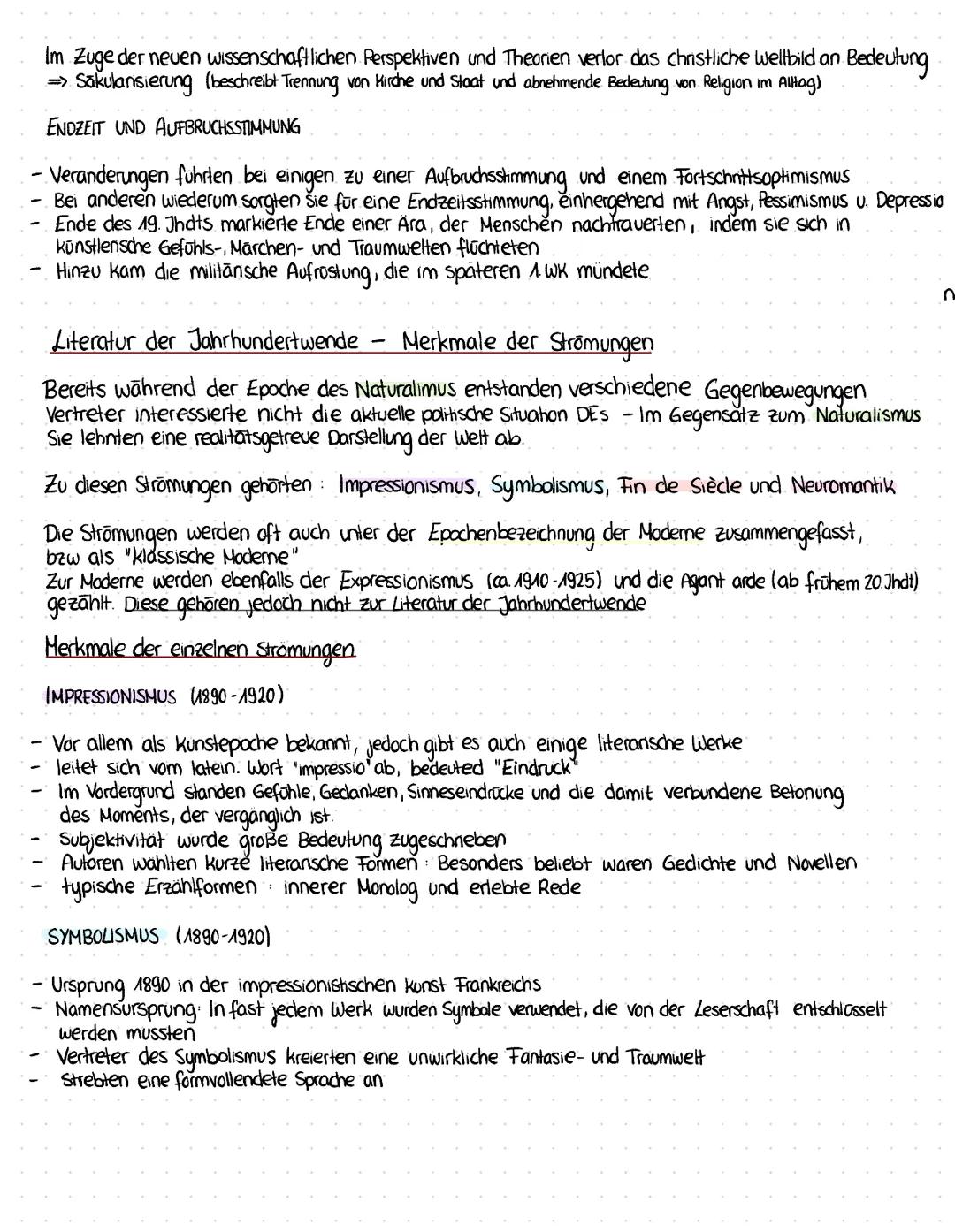 # Literatur um 1900
Der Zeitraum von 1890 bis 1910 war von der Gleichzeitigkeit verschiedener literarischer Strömungen geprägt, sogenannten