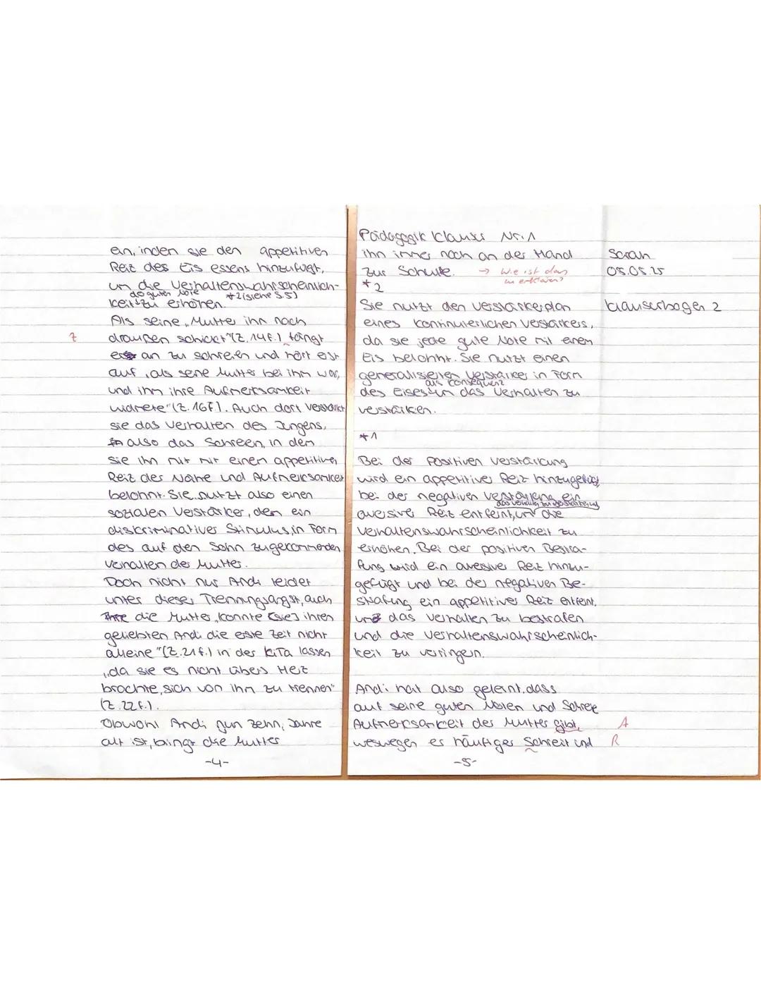 --- OCR Start ---
PA GK E
Name: Sorah D
Aufgaben:
Datum: 05. Mai 2025
KLAUSUR Nr. 1
1. Fasse die problematischen Verhaltensweisen von Andi u