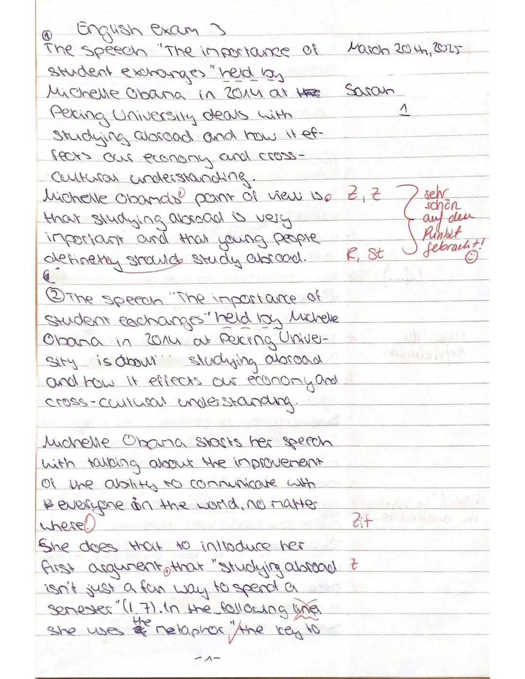 Written exam no. 3
Student's name: Sarah
Date: March 20th, 2025
Course: Learning, living and working abroad
Topic:
Test type: Listening comp