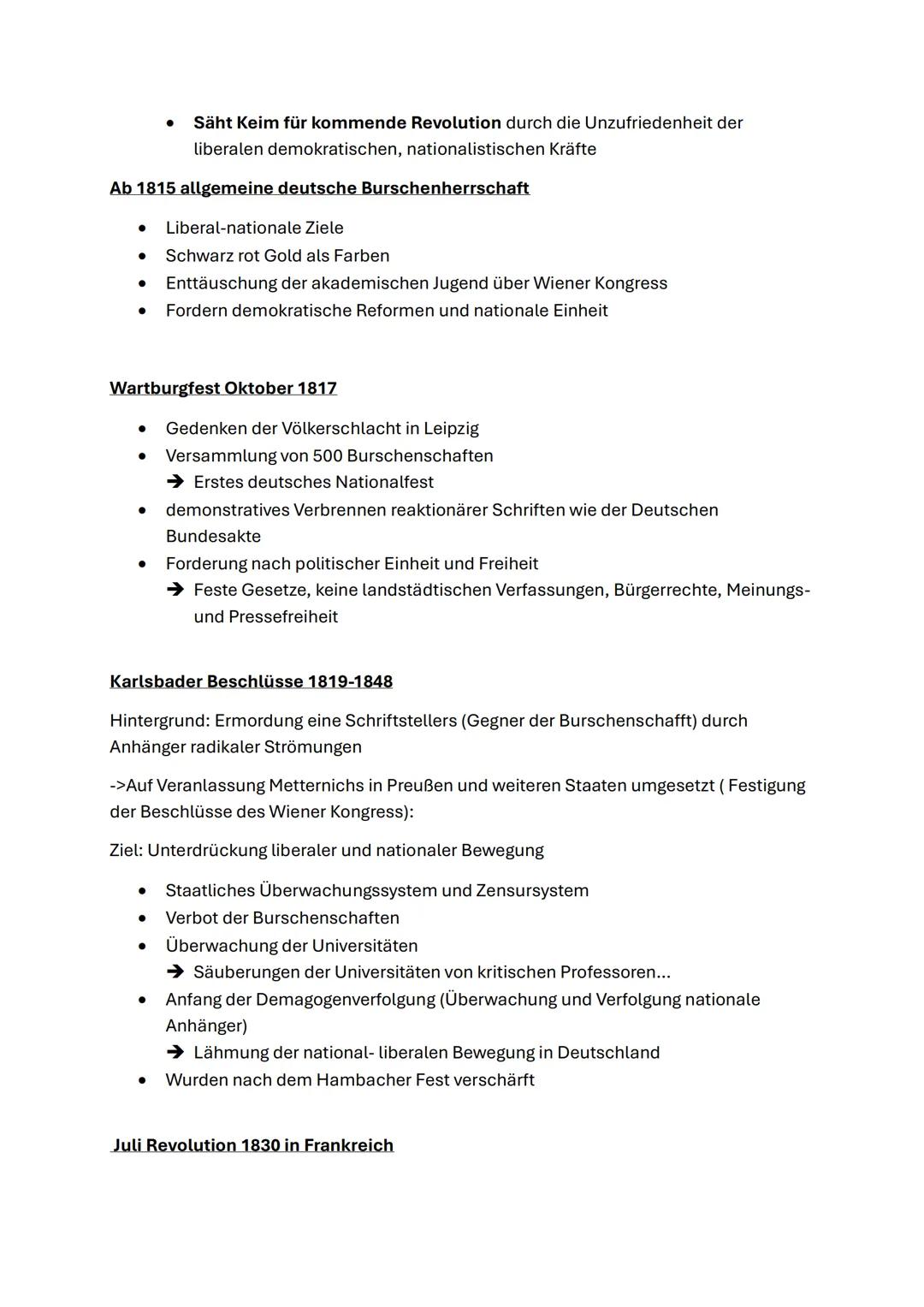 Entstehung, Entwicklung und Unterdrückung der liberal-nationalen Bewegung im
europäischen Kontext (1813/15-1848)
Entstehung der liberal- nat