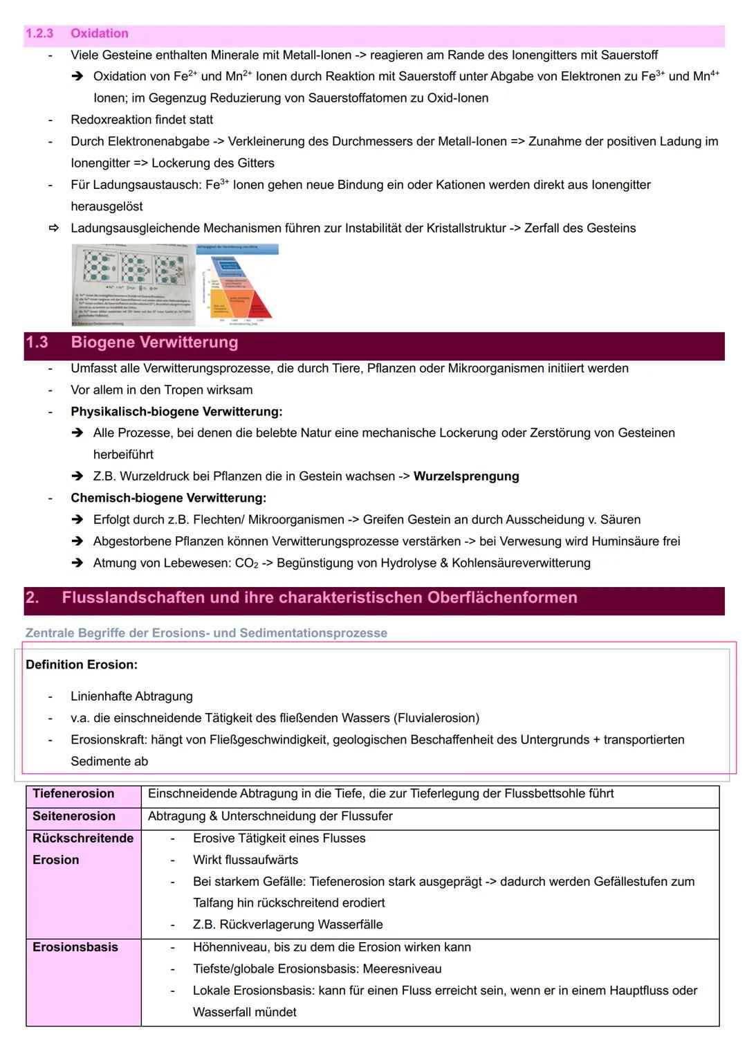 Inhaltsverzeichnis
GEOGRAFIE - ABITUR LERNZETTEL
Formen und Prozesse der Reliefsphäre
1. Verwitterung
1
1.1 Physikalische Verwitterung
1
1.2