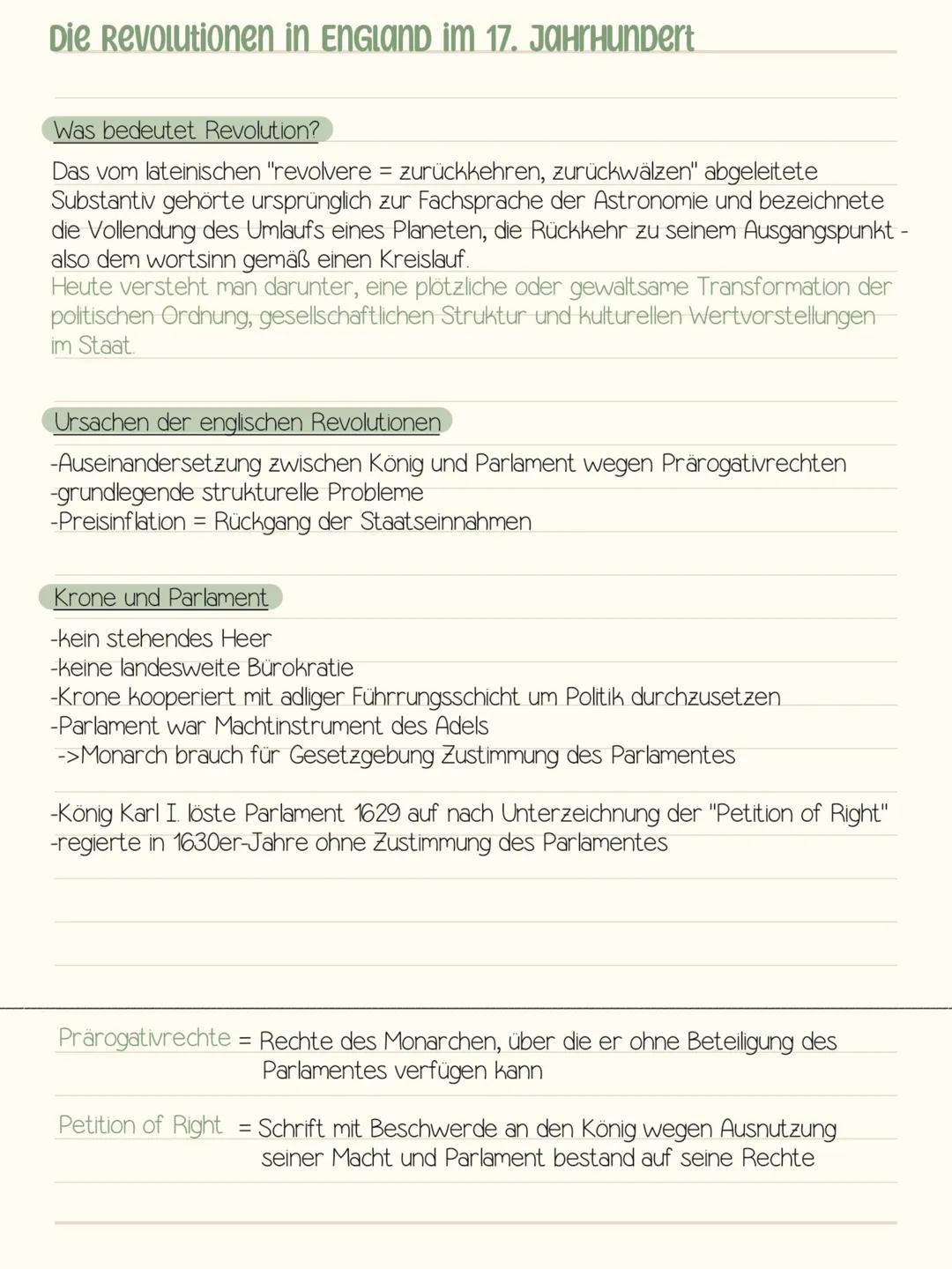 Die Revolutionen in England im 17. Jahundert