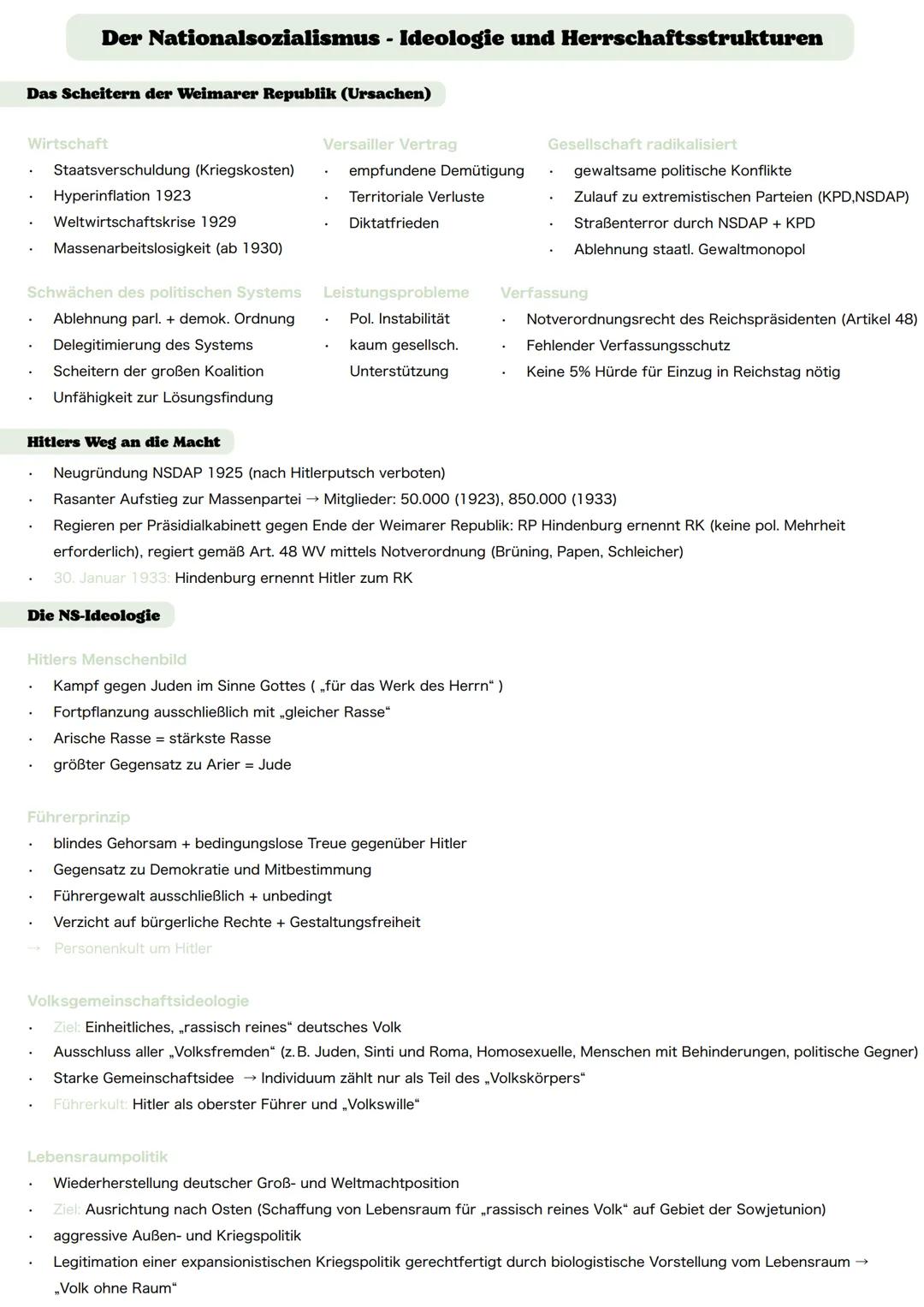 Der Nationalsozialismus - Ideologie und Herrschaftsstrukturen
Das Scheitern der Weimarer Republik (Ursachen)
Wirtschaft
* Staatsverschuldung