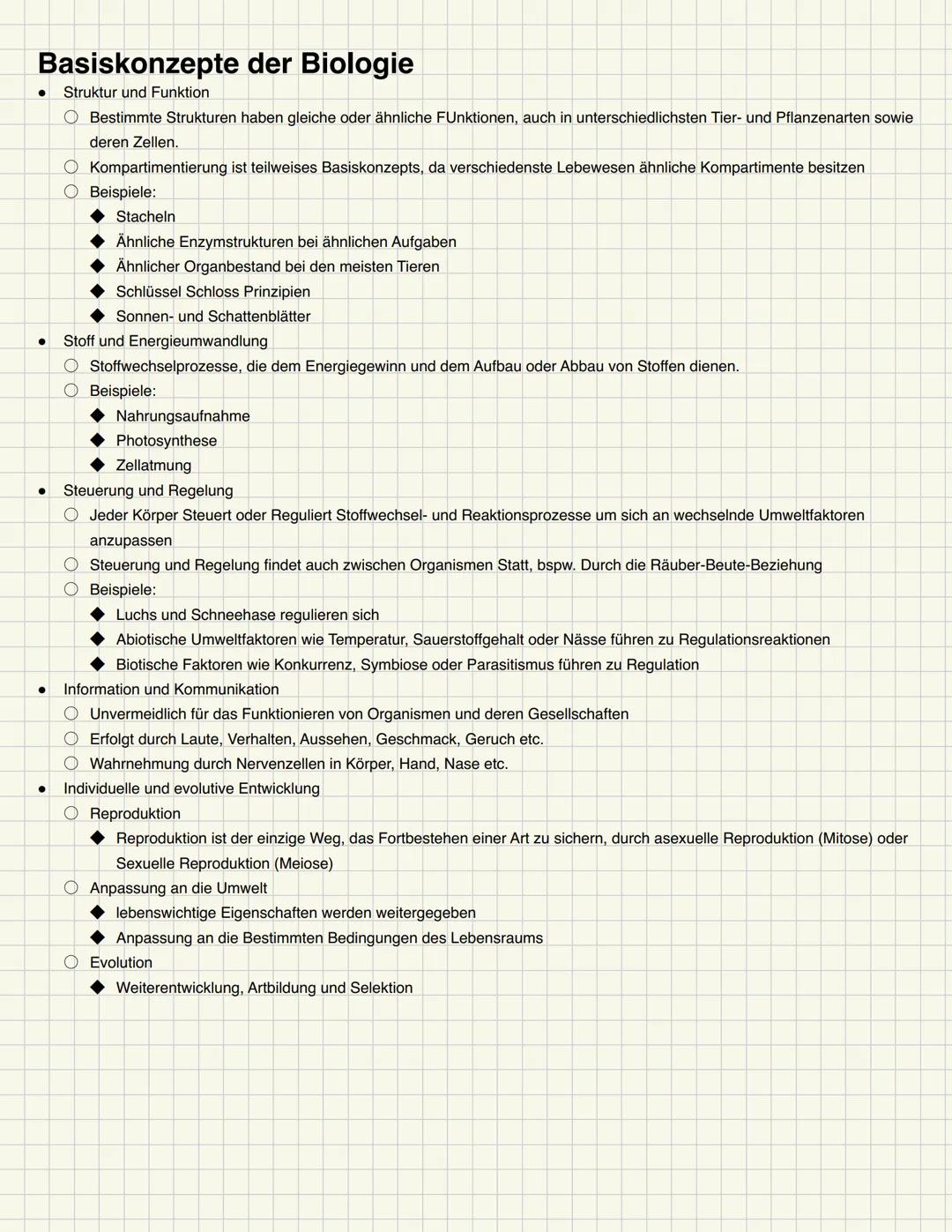 Basiskonzepte der Biologie
Struktur und Funktion
Bestimmte Strukturen haben gleiche oder ähnliche Funktionen, auch in unterschiedlichsten Ti