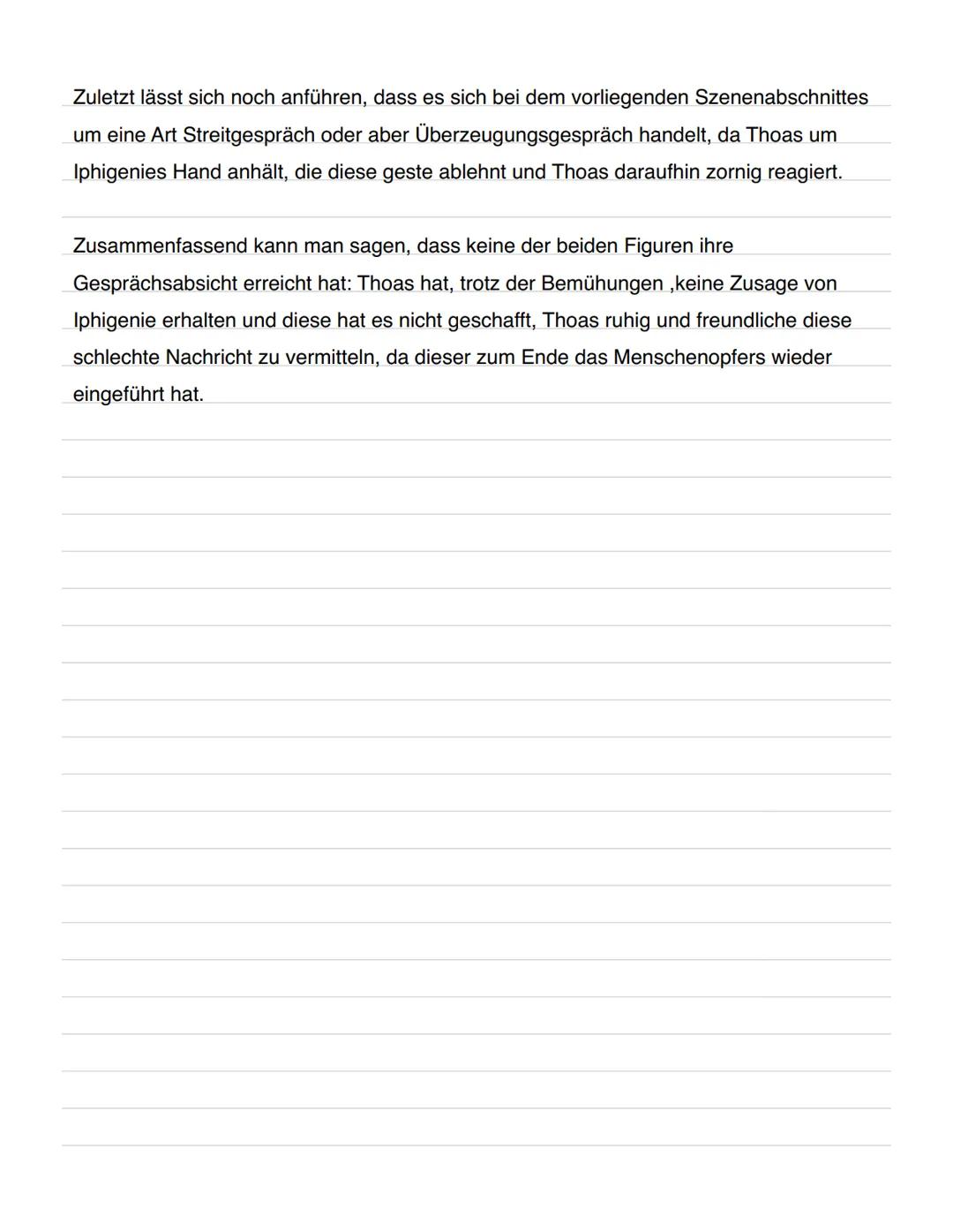 Dramenszeneanalyse
Das Drama "Iphigenie auf Tauris", verfasst von Johann Wolfgang von Goethe und
erschienen im Jahr 1779 handelt von der Pri