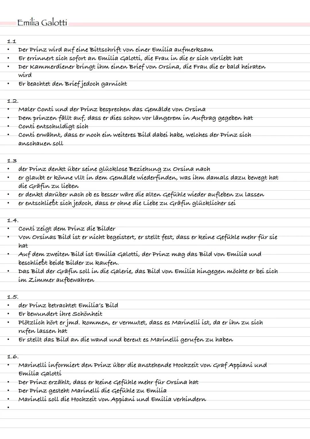 1.1
Emília Galotti
* Der Prinz wird auf eine Bittschrift von einer Emilia aufmerksam
* Er errinnert sich sofort an Emilia Galotti, die Frau