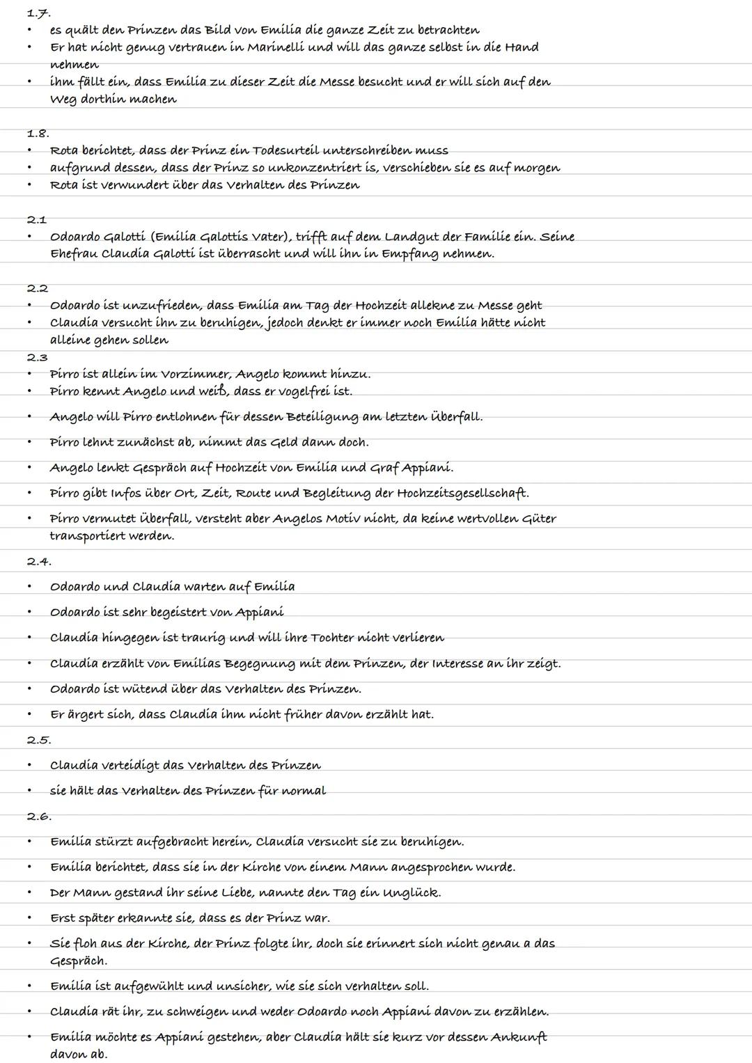 1.1
Emília Galotti
* Der Prinz wird auf eine Bittschrift von einer Emilia aufmerksam
* Er errinnert sich sofort an Emilia Galotti, die Frau