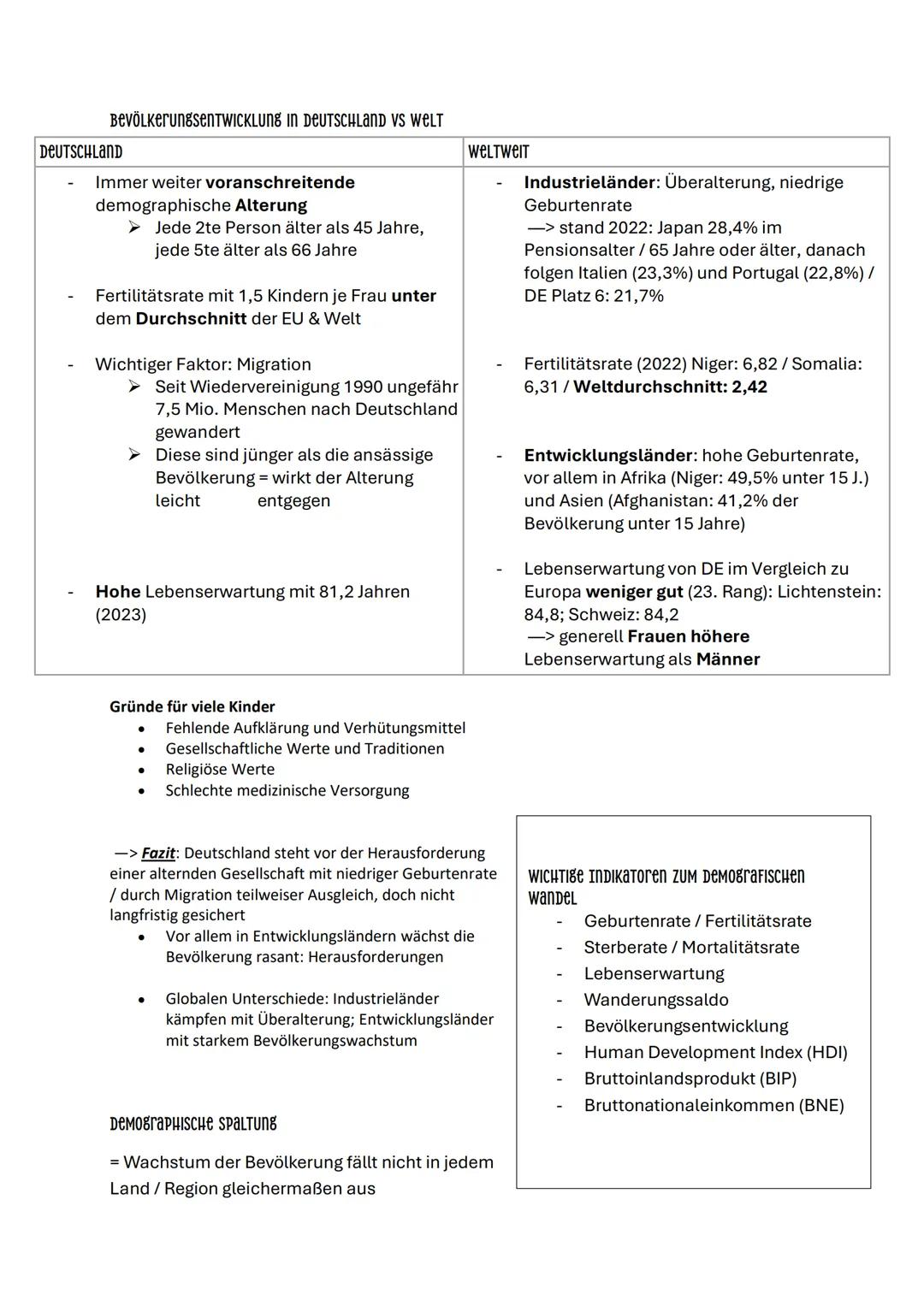 90 Lebensjahr
Demographischer wandel
= langfristige Veränderungen in der Bevölkerungsstruktur eines Landes / Region. Es geht vor
allem um Ve