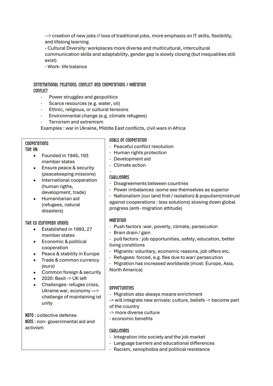 GLOBALIZATION
= process in which countries exchange goods, knowledge, politics and economy; this
process increased in the last centuries and