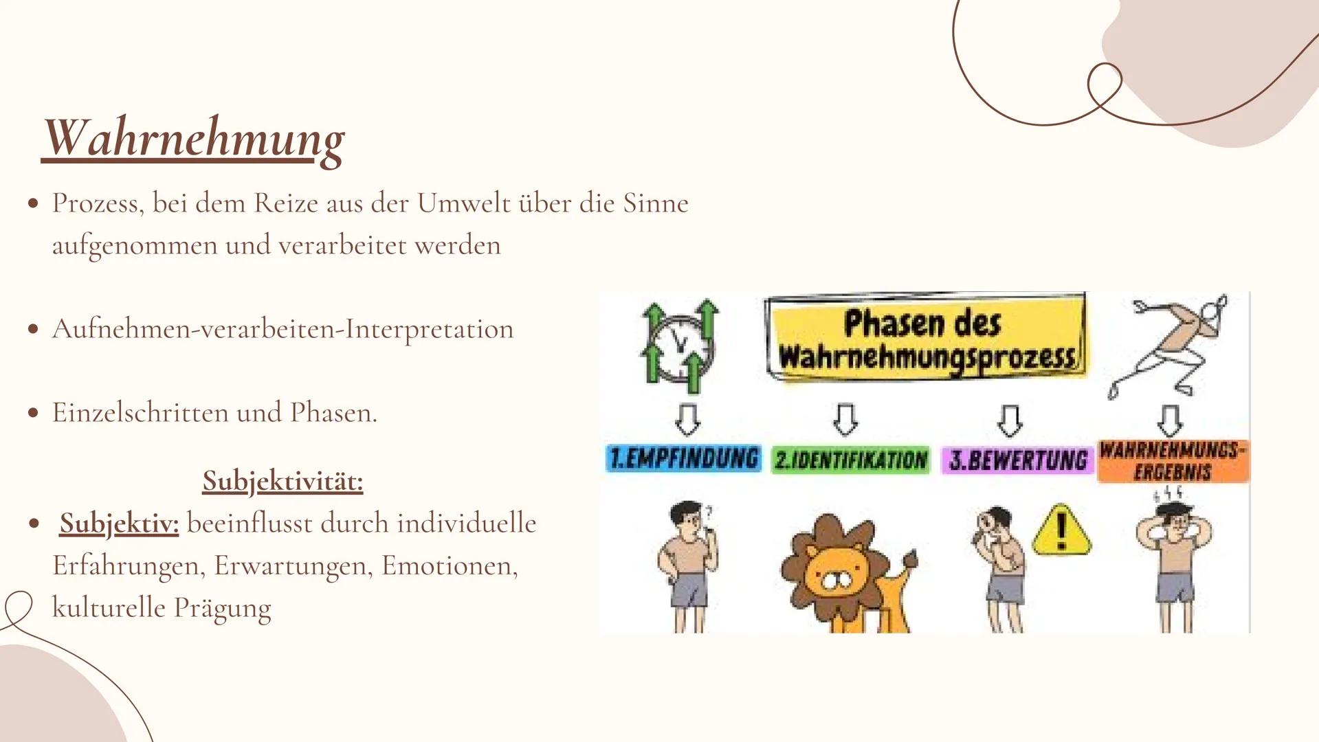 # Wahrnehmung
und
# Beobachtung
Isabelle,Romina,Lucy I Einleitung;
Gliederung
• Was ist Wahrnehmung?
• Was ist Beobachtung?
•
Unterschied