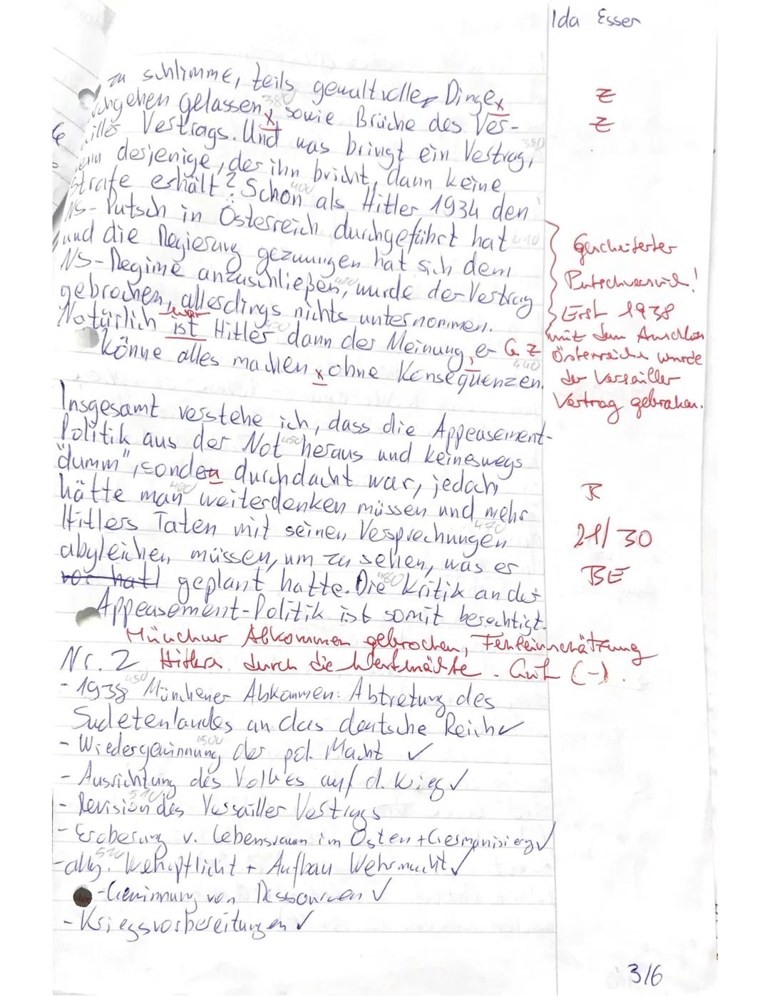 # Q3 GK Ge AN
# 1. Klausur 2024/25
# 25.09.2024
Name: Ida Esser
Thema: NS-Außenpolitik
Aufgaben:
1. Fassen Sie zusammen, wie Hitler sich