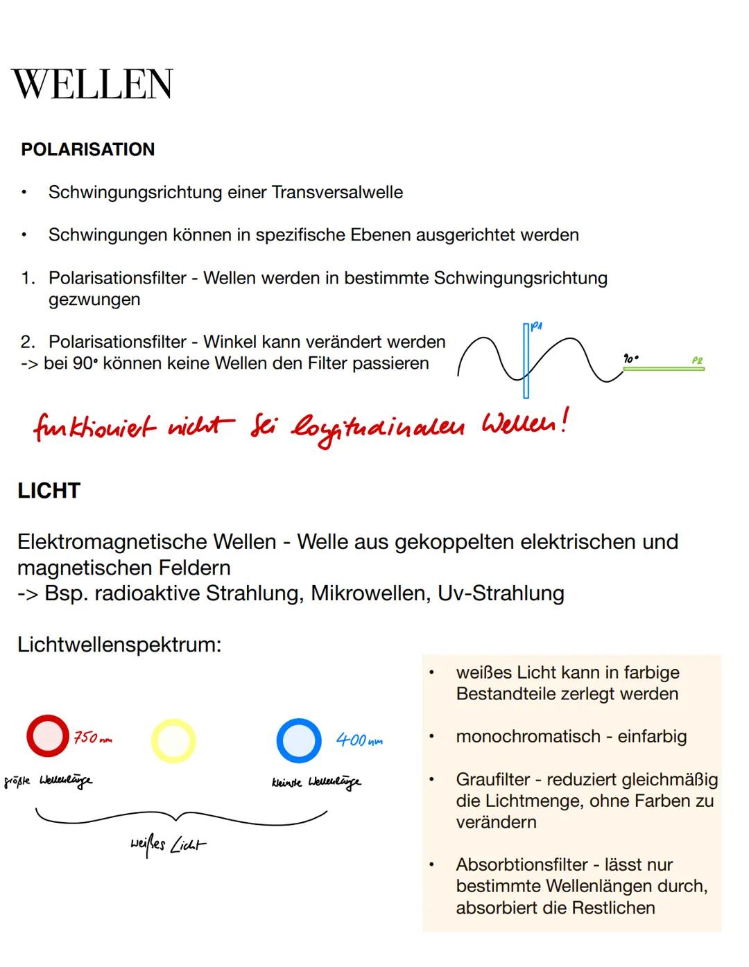 WELLEN
ALLGEMEINES
„Eine Welle ist eine sich ausbreitende Schwingung"
Periodendauer - Dauer 1 Periode (in Sek)
Ausbreitungsgeschwindigkeit -