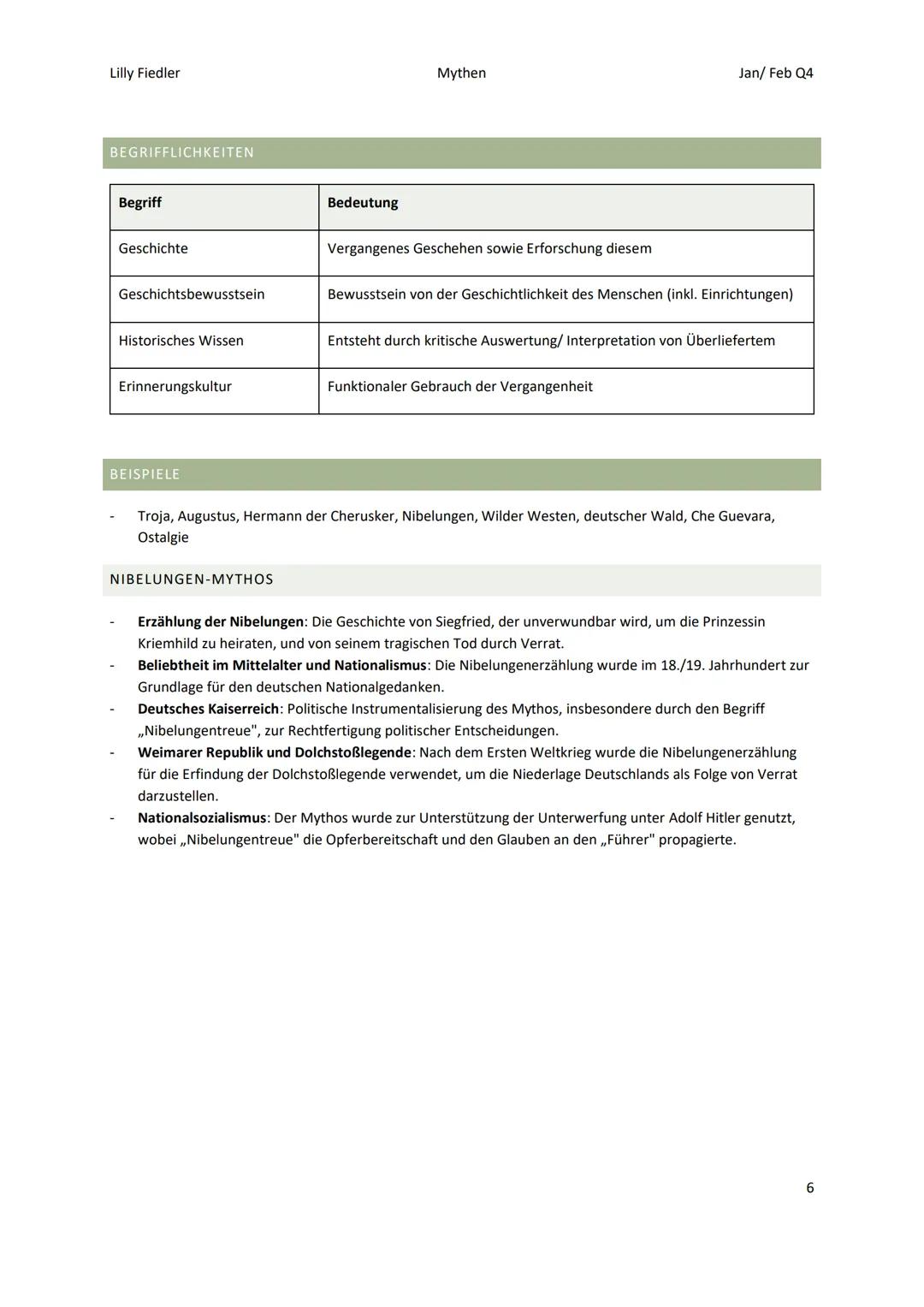 Lilly Fiedler
Mythen
Jan/Feb Q4
GESCHICHTS-/ERINNERUNGSKULTUR
WAS IST GESCHICHTE?
- Wissenschaft der Vergangenheit, sie ist unvollständig un