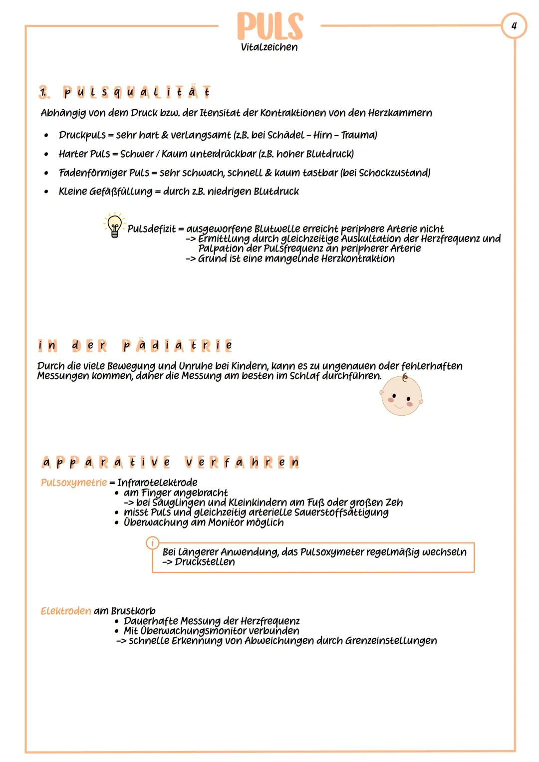 PULS
Vitalzeichen
Definition: Die durch den systolischen Blutauswurf des Herzens, im Kreislauf entstehende
Druck- & Volumenschwankung im art