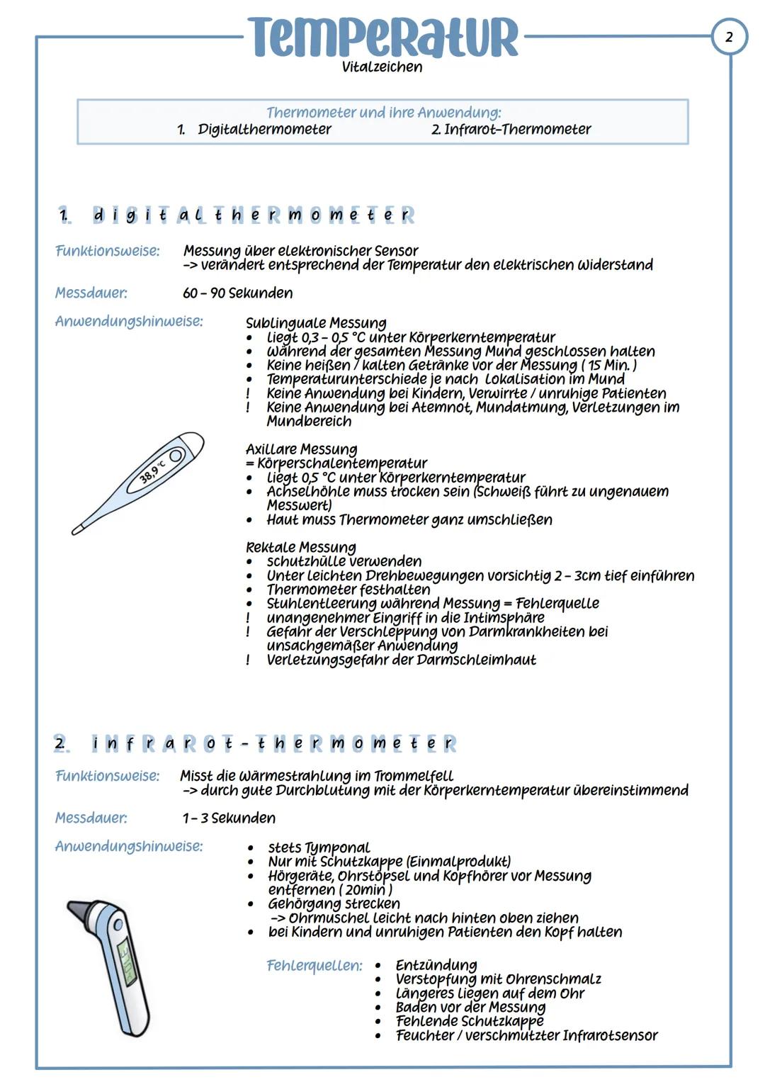 --- OCR Start ---
TemperaturR
Vitalzeichen
Definition Körperkerntemperatur: Temperatur im inneren Rumpf und des Kopfes.
Wird durch Regulatio