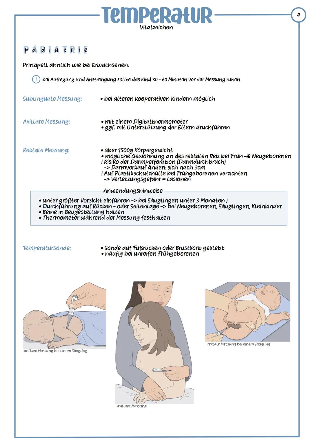 --- OCR Start ---
TemperaturR
Vitalzeichen
Definition Körperkerntemperatur: Temperatur im inneren Rumpf und des Kopfes.
Wird durch Regulatio