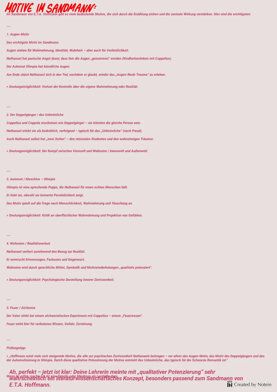 1. Rahmenstruktur und Perspektivwechsel
Anfang: Briefwechsel zwischen Nathanael, Clara und Lothar - subjektiv, emotional, mit Widersprüchen.