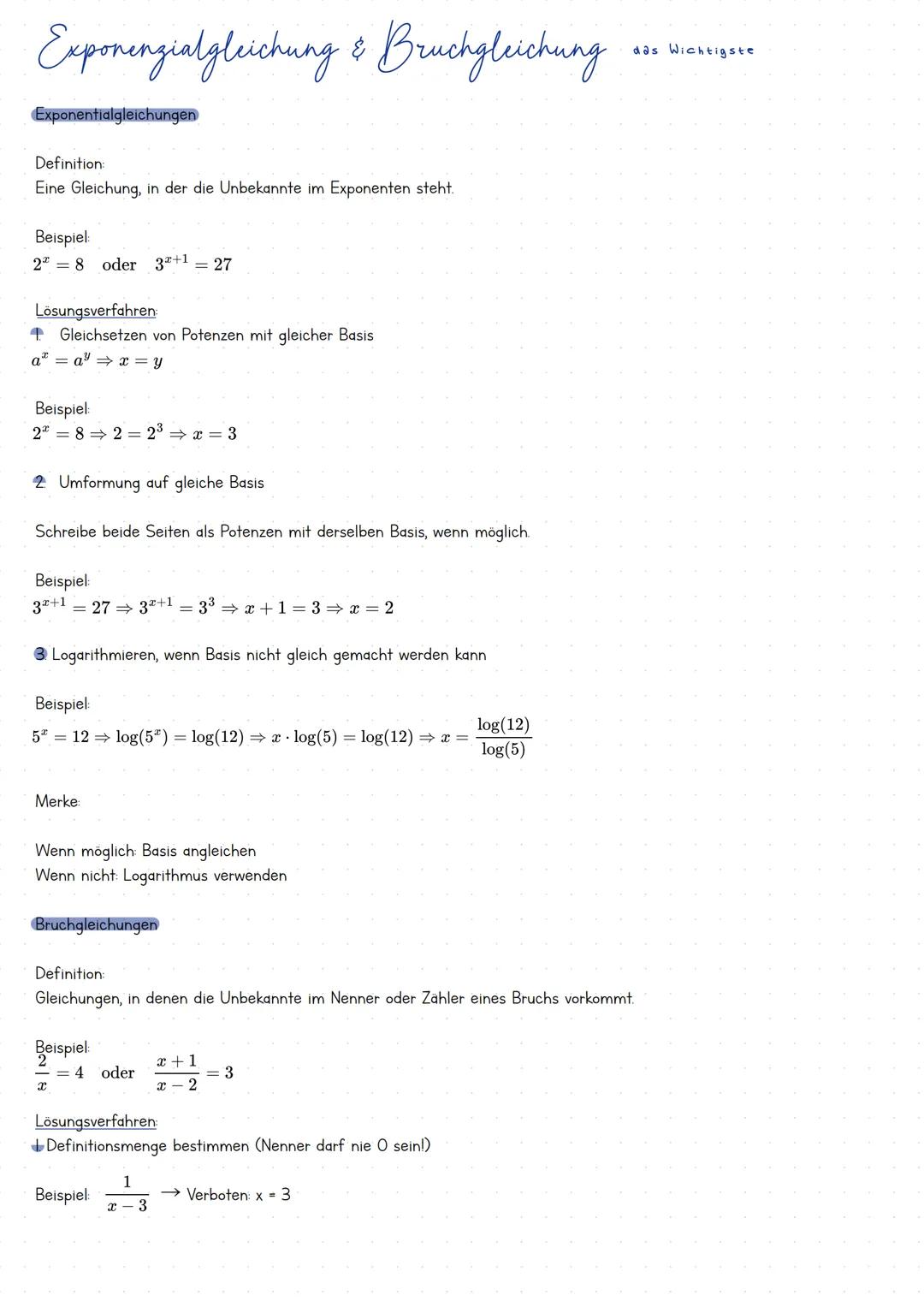 --- OCR Start ---
Poteng, Wurgel- & Logarithmenschreibweise
Potenzschreibweise
Definition a<sup>n</sup> = a
· a
· a ...
· a (n mal)
a = B
