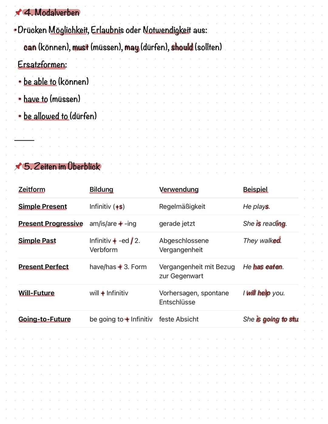 Carammar
1. Adjektive & Adverbien
• Adjektive beschreiben Nomen (a fast car), Adverbien beschreiben Verben.
• Bildung: adjective + -ly quic