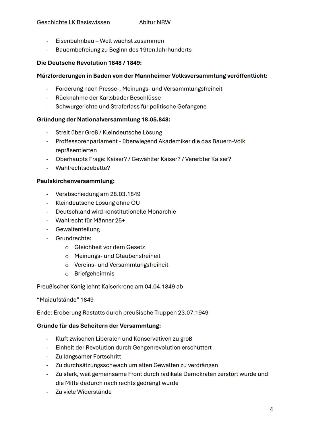 Geschichte LK Basiswissen
Abitur NRW
Geschichte LK Lernzettel zum zeithistorischen Hintergrund
Ab Kaiserreich bis Wiedervereinigung
1803-186