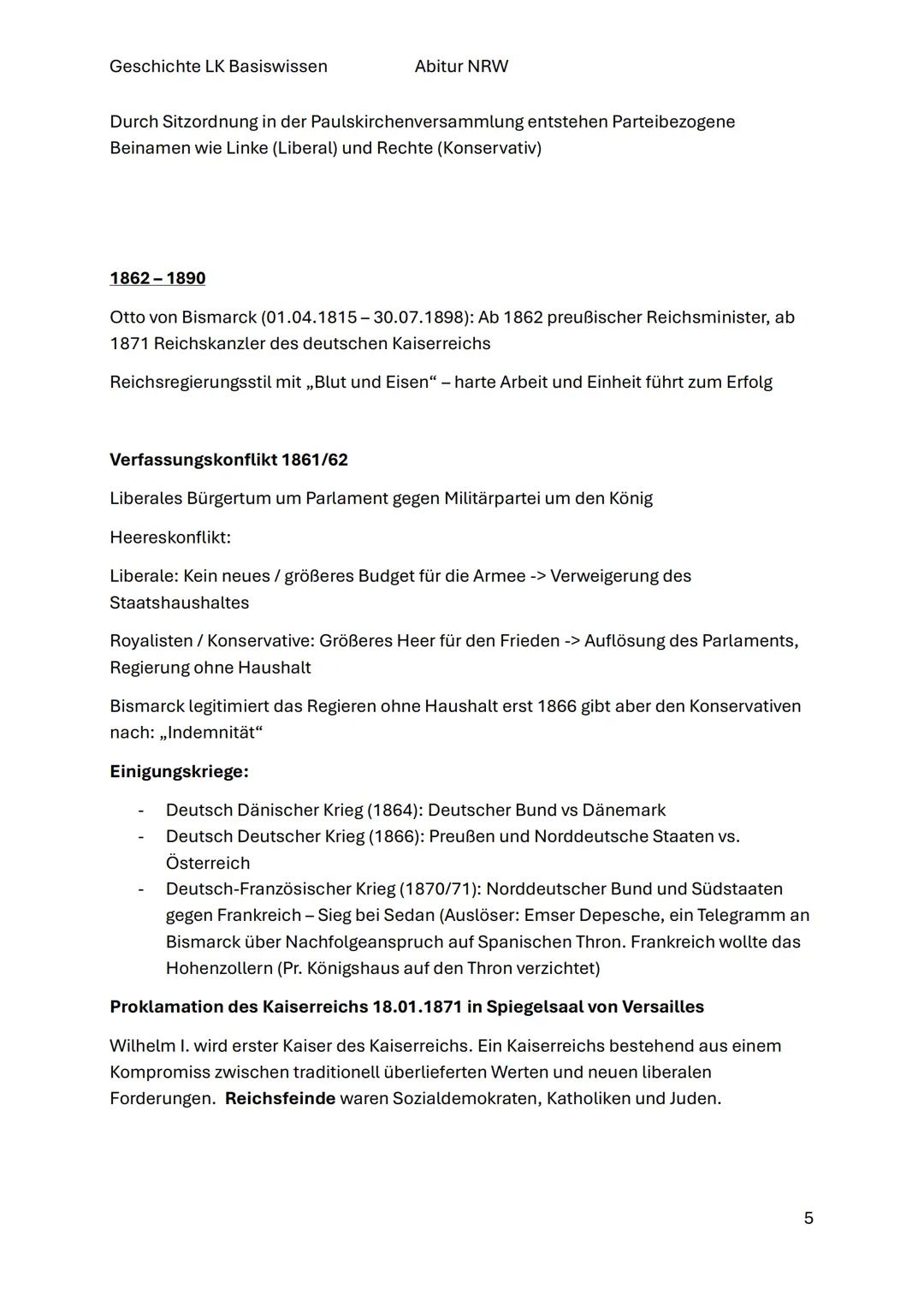 Geschichte LK Basiswissen
Abitur NRW
Geschichte LK Lernzettel zum zeithistorischen Hintergrund
Ab Kaiserreich bis Wiedervereinigung
1803-186