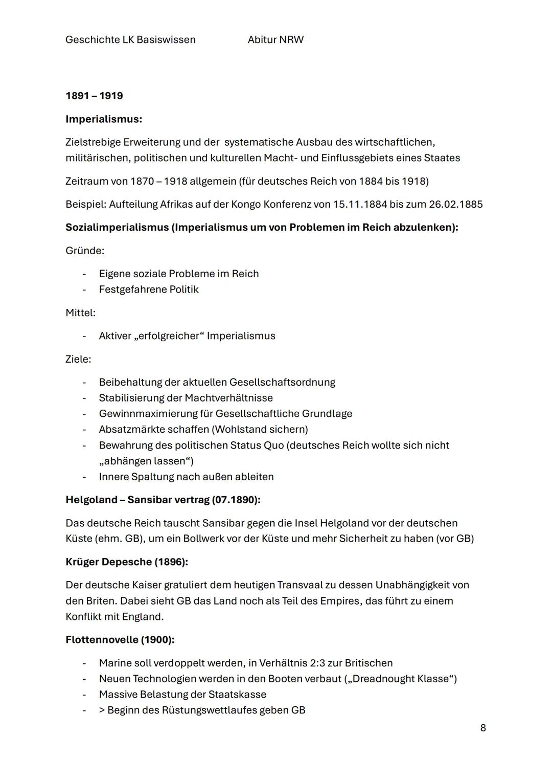Geschichte LK Basiswissen
Abitur NRW
Geschichte LK Lernzettel zum zeithistorischen Hintergrund
Ab Kaiserreich bis Wiedervereinigung
1803-186